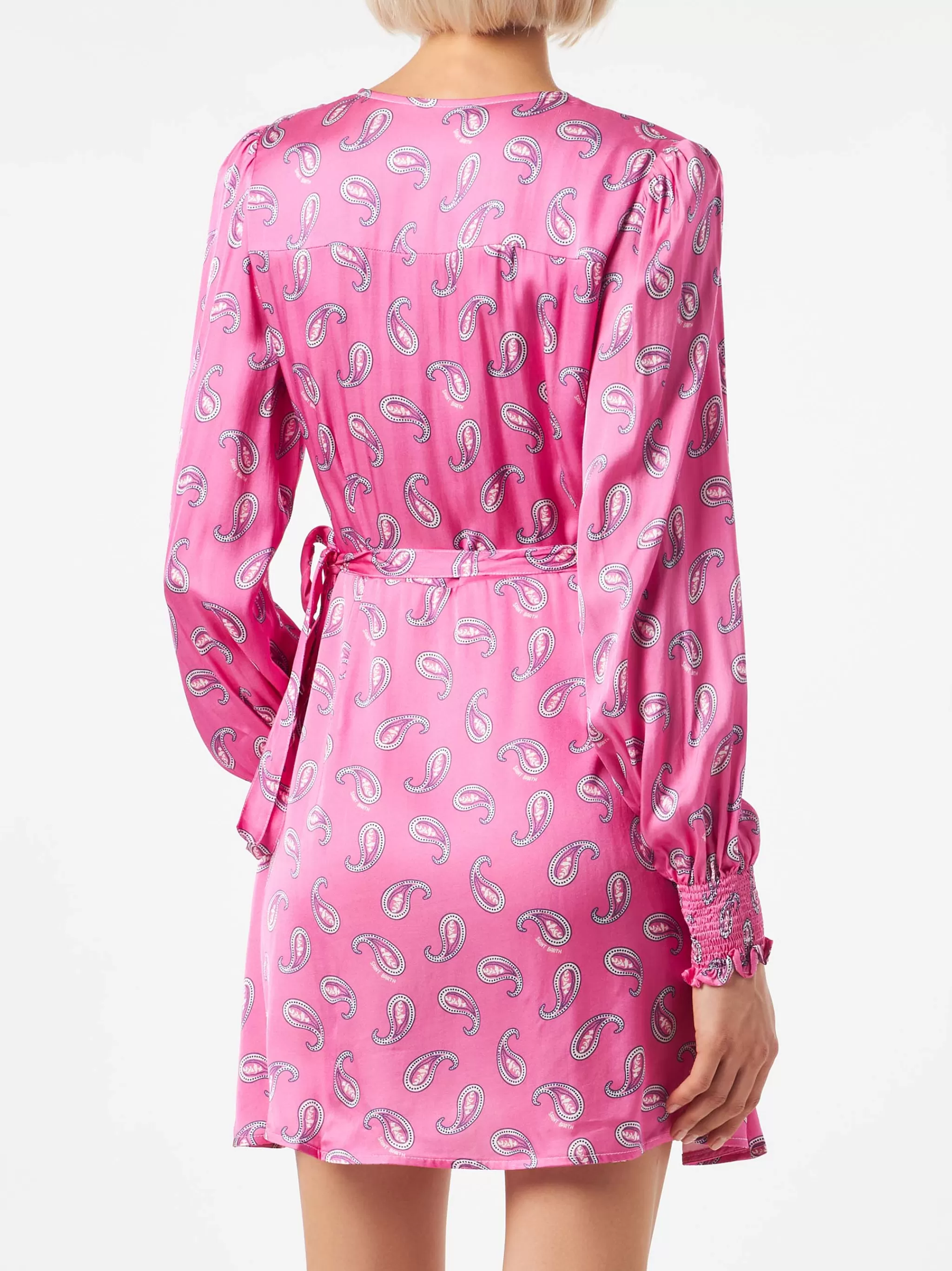 MC2 Saint Barth Satin wrap dress with paisley print New