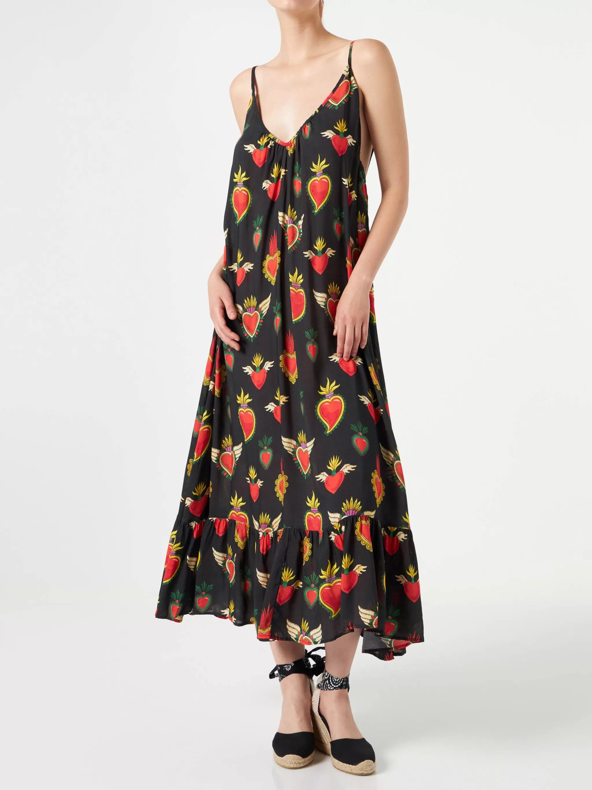 MC2 Saint Barth Secret heart print gown with shoulder straps Shop