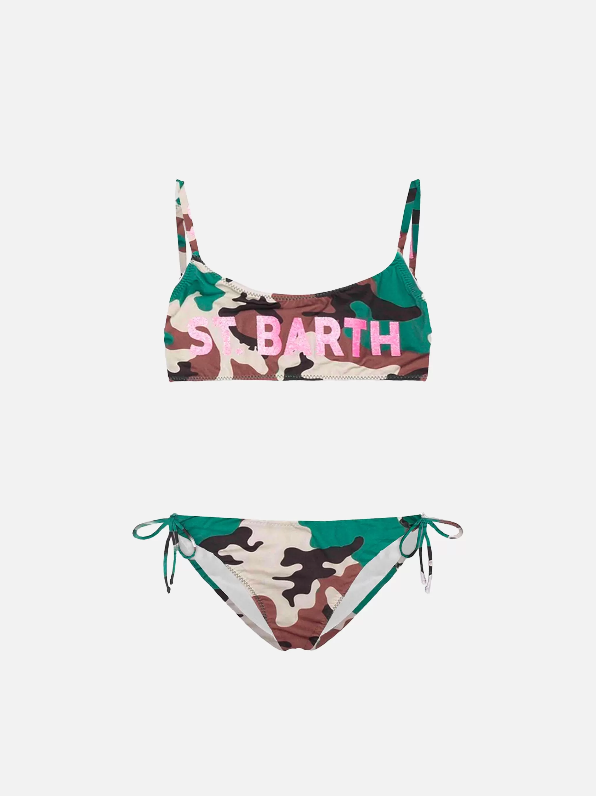 MC2 Saint Barth St. Barth glitter front graphic girl's bralette camouflage bikini Best Sale