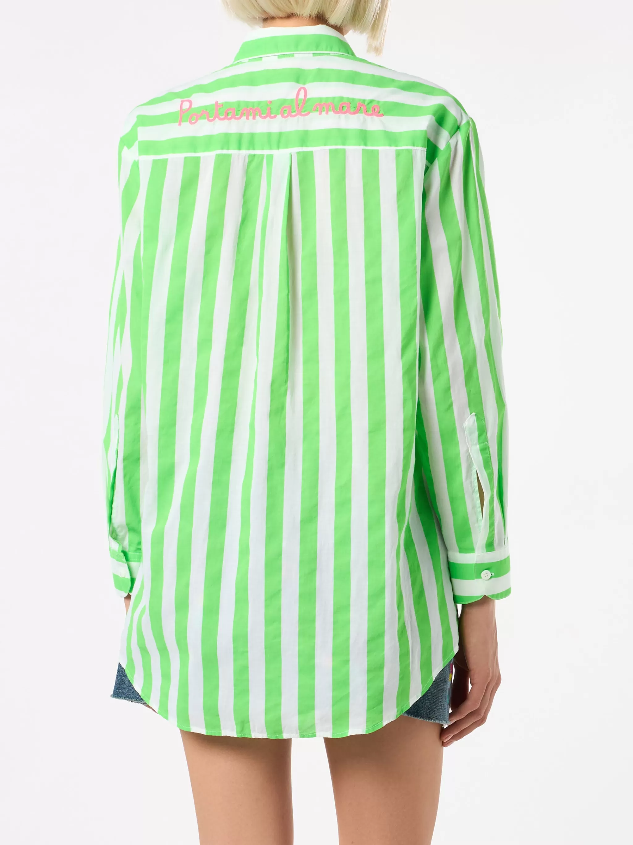 MC2 Saint Barth Striped cotton shirt Portami al mare embroidery Hot