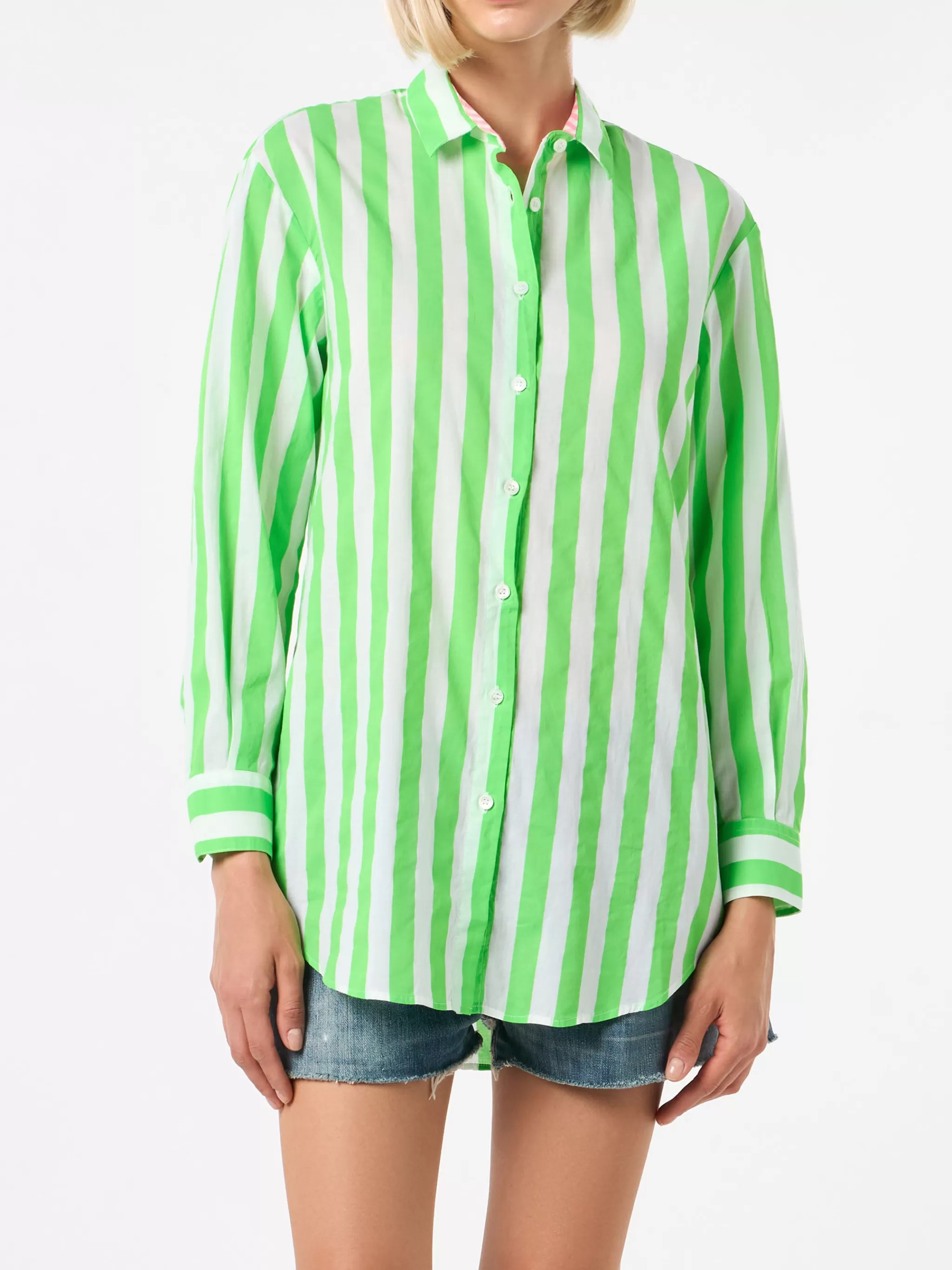 MC2 Saint Barth Striped cotton shirt Portami al mare embroidery Hot