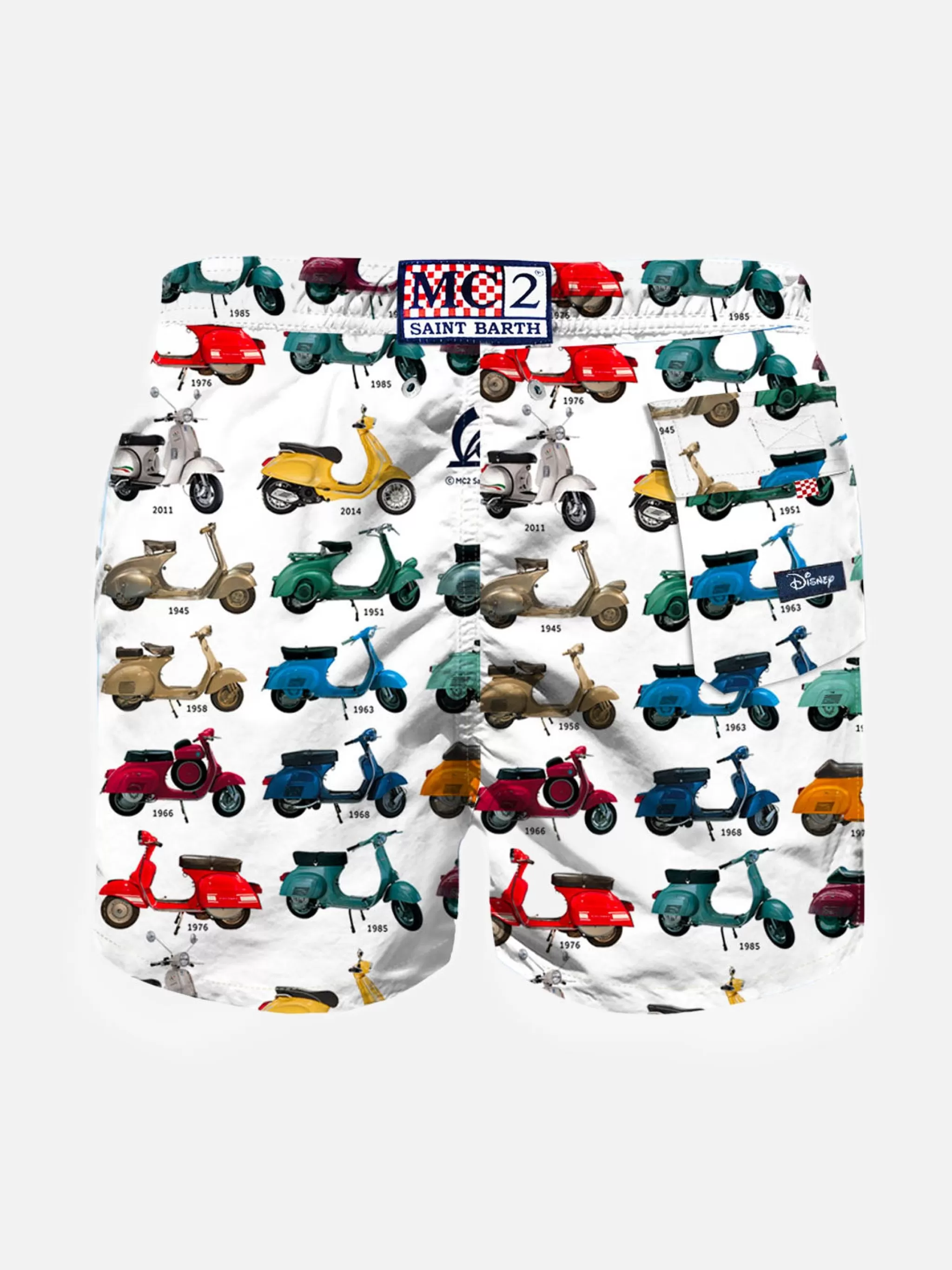 MC2 Saint Barth Vespa® print boy swim shorts | Vespa® Special Edition Fashion