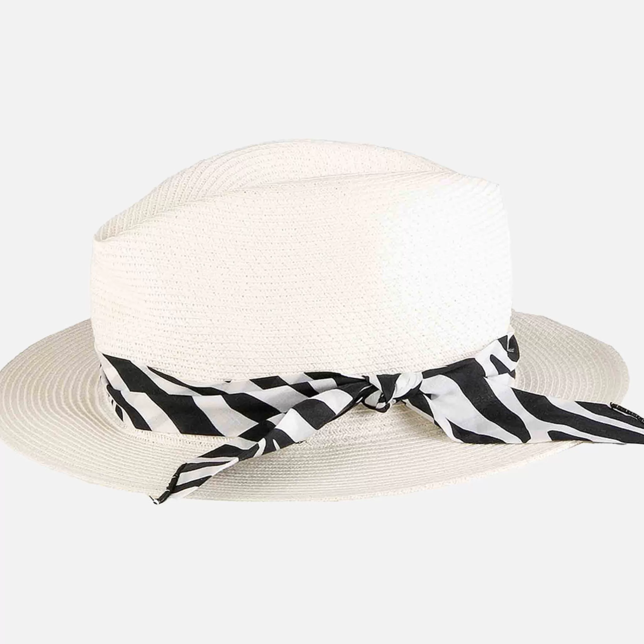 MC2 Saint Barth White paper hat with zebra print bandeau Best Sale