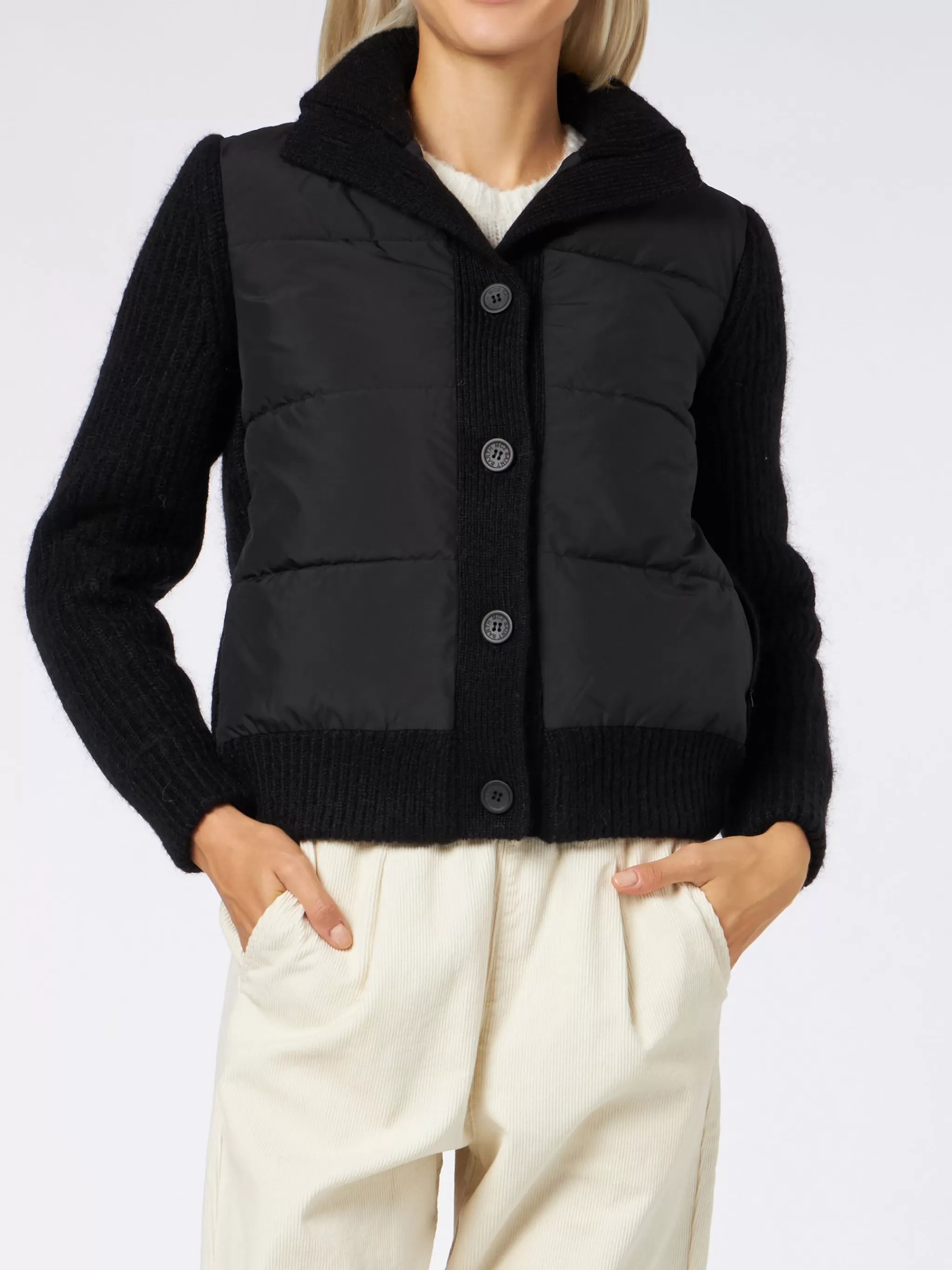 MC2 Saint Barth Woman padded jacket with knitted sleeves Sale