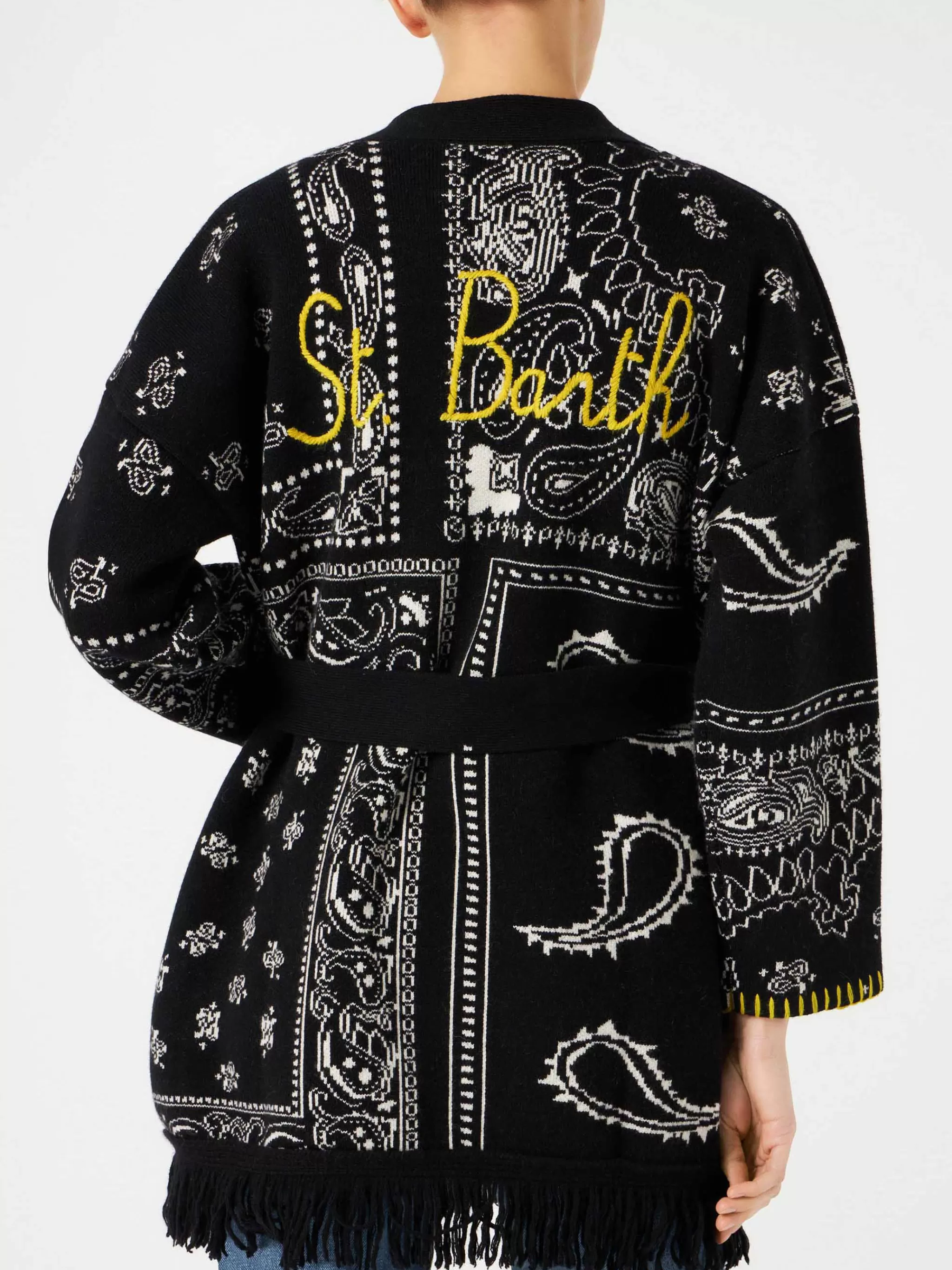 MC2 Saint Barth Woman bandanna coat with belt and St. Barth embroidery Cheap