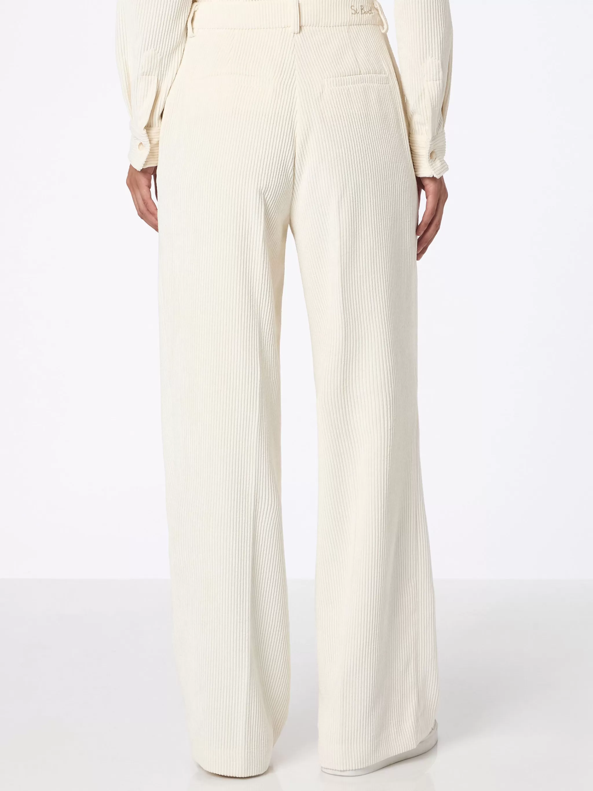 MC2 Saint Barth Woman beige corduroy-like pants Rebella Cheap