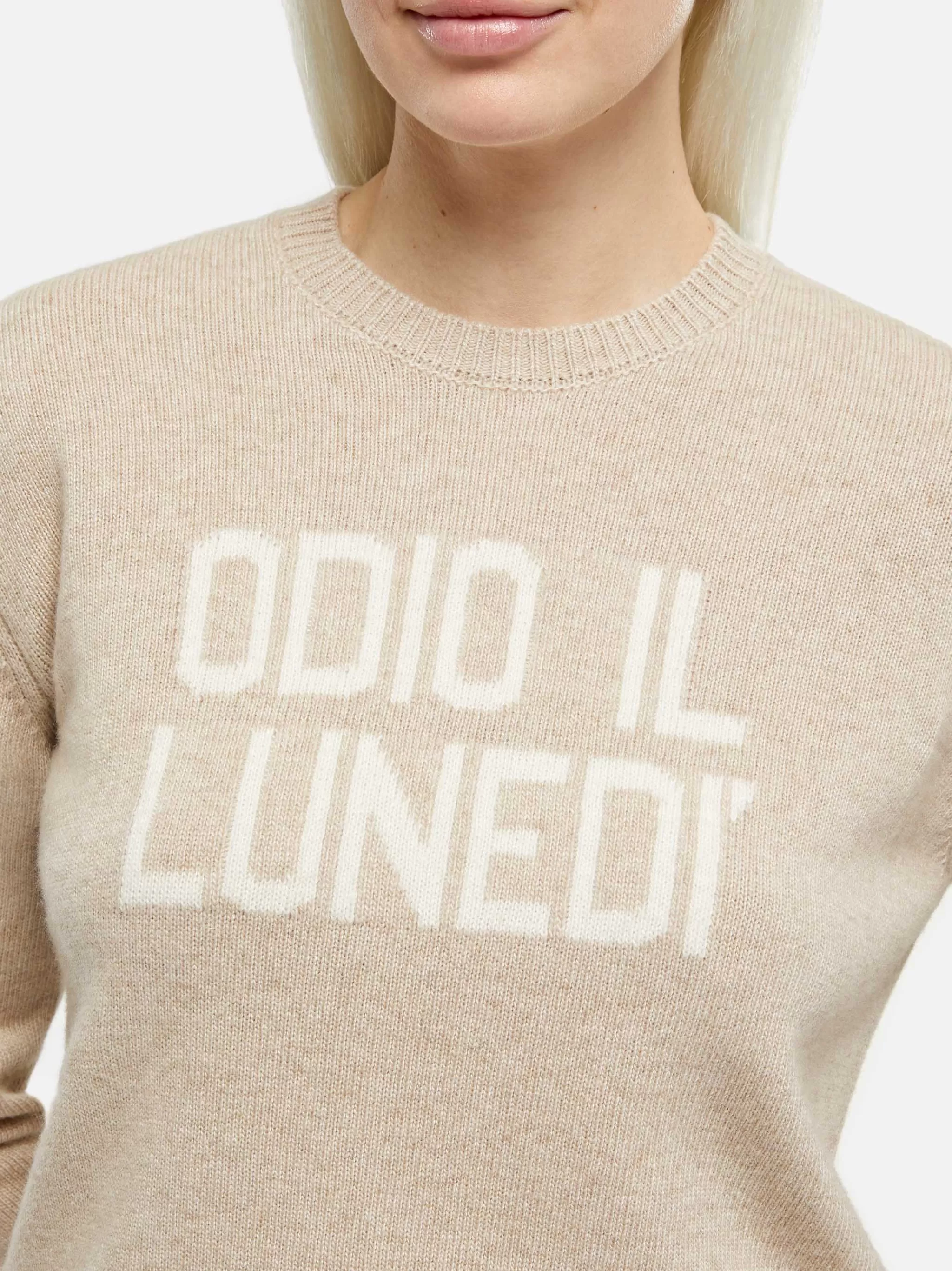 MC2 Saint Barth Woman beige sweater New Queen with Odio il Lunedì print New