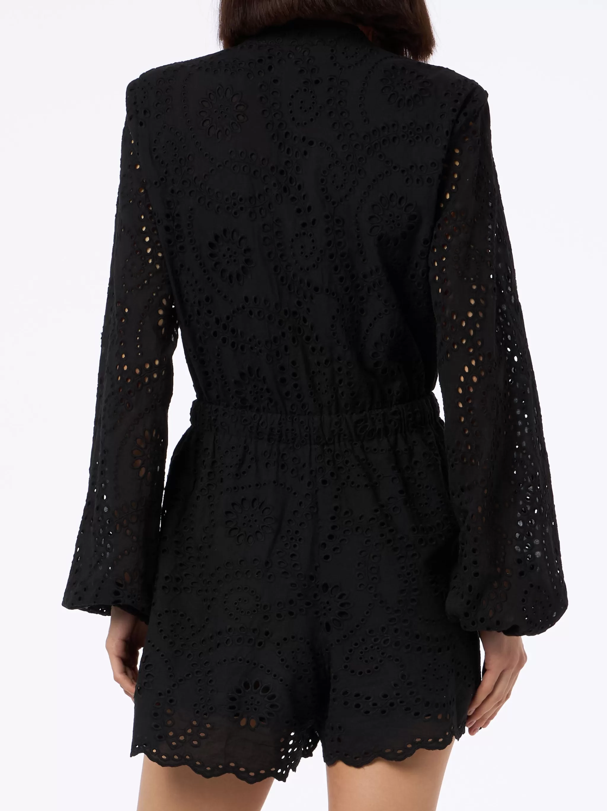 MC2 Saint Barth Woman black Sangallo lace cotton playsuit Julian Fashion