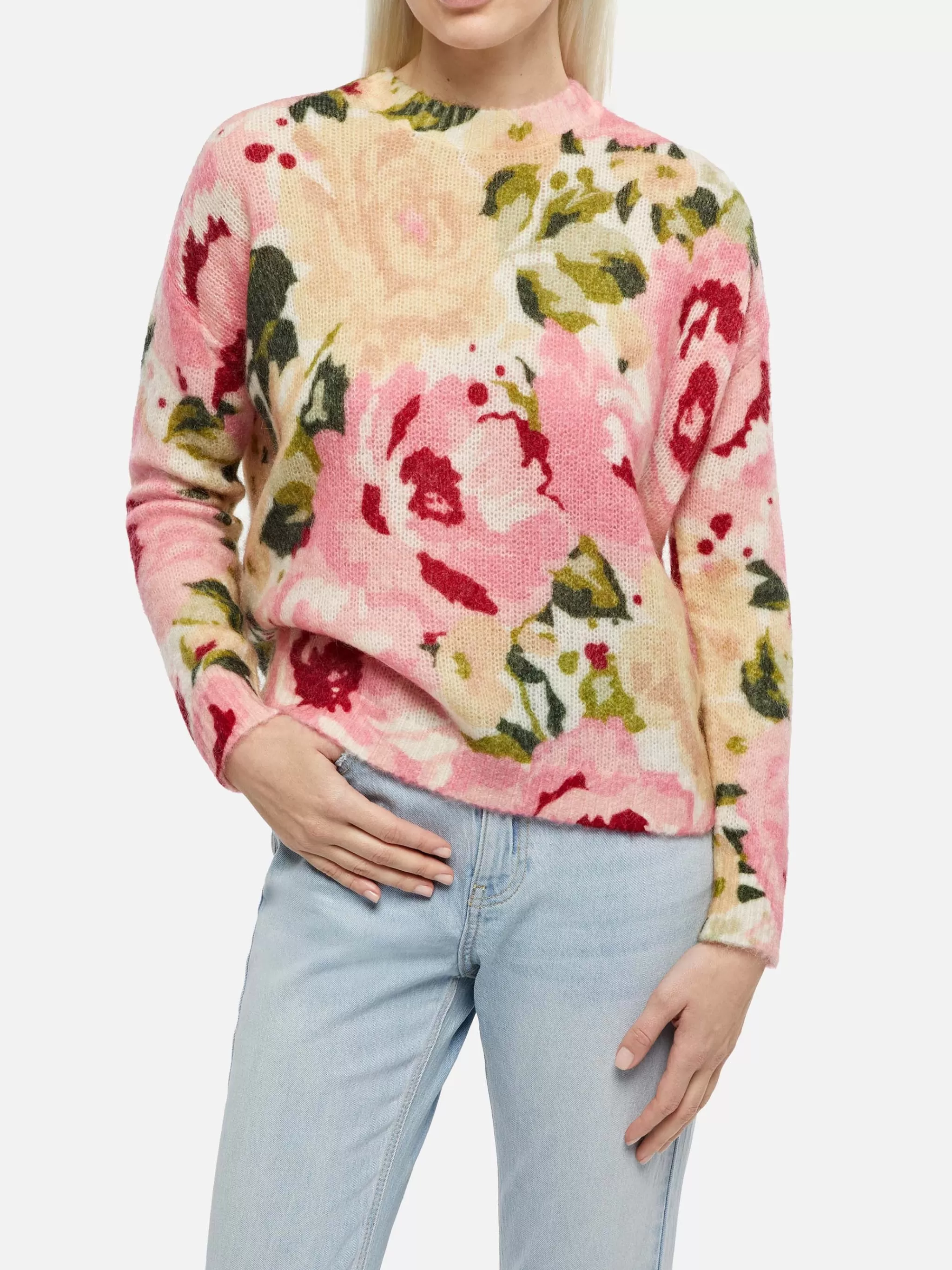 MC2 Saint Barth Woman blend cashmere sweater Louise with peony print Cheap