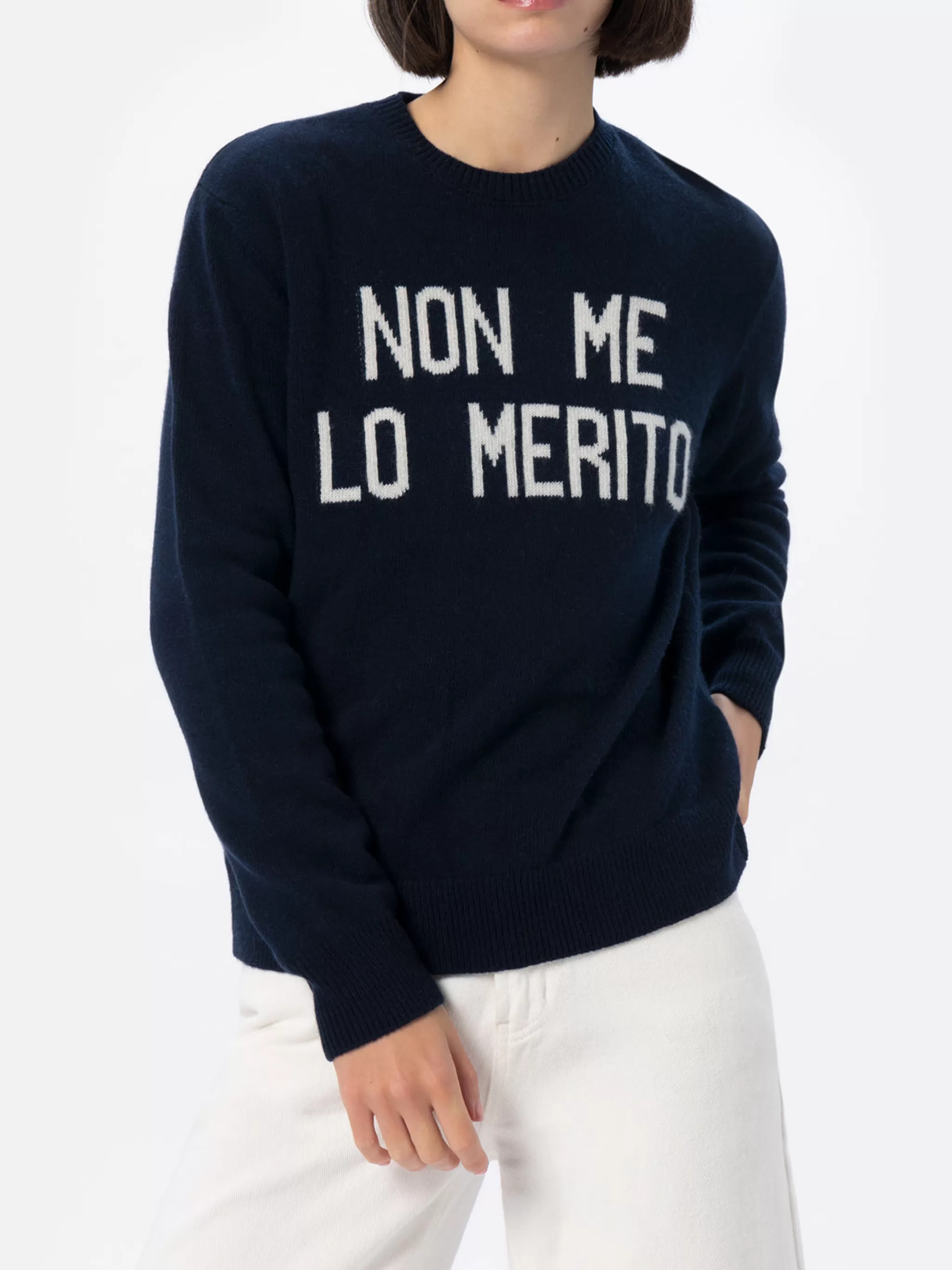 MC2 Saint Barth Woman blue sweater New Queen with Non me lo merito print Store