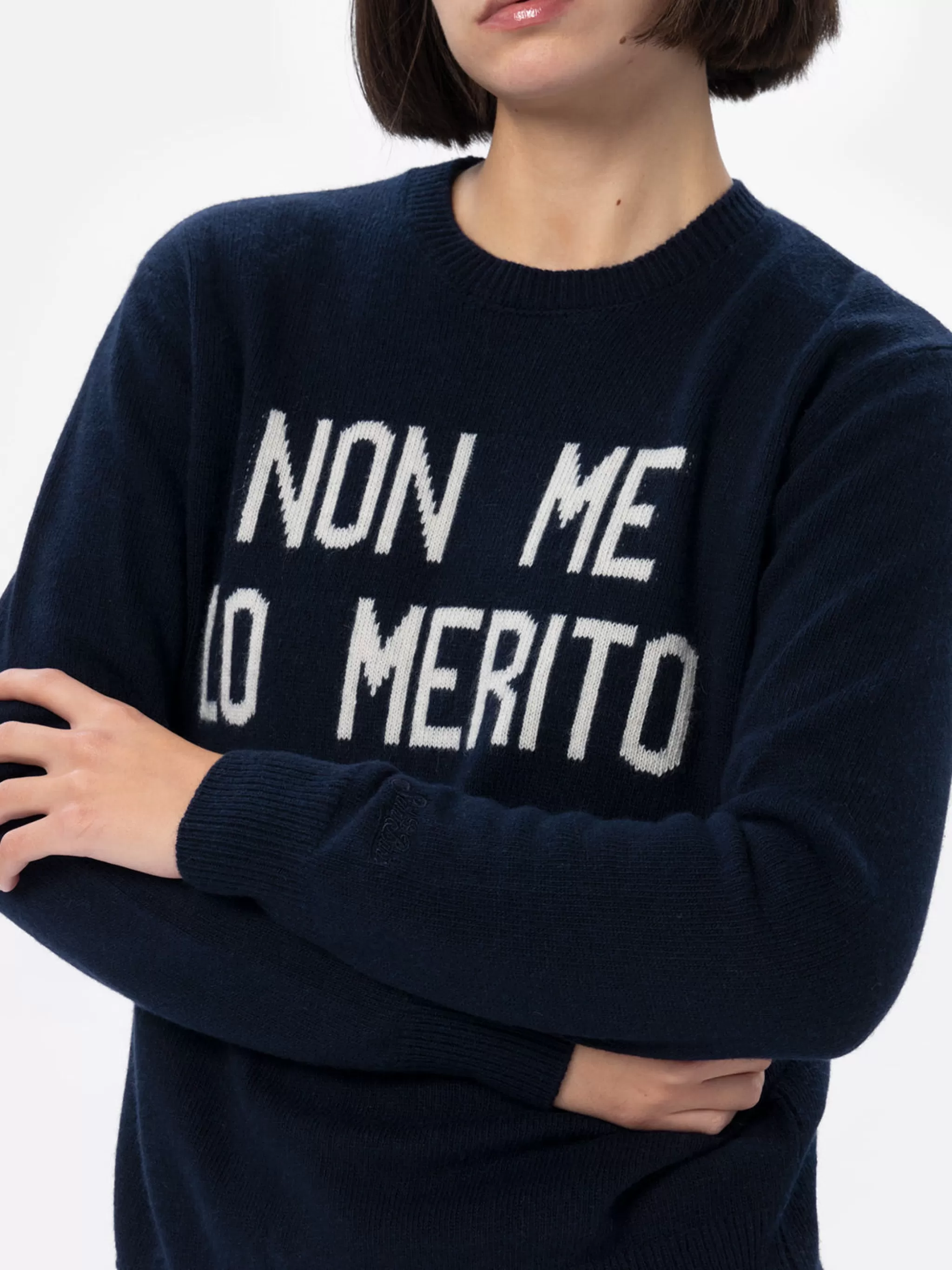 MC2 Saint Barth Woman blue sweater New Queen with Non me lo merito print Store