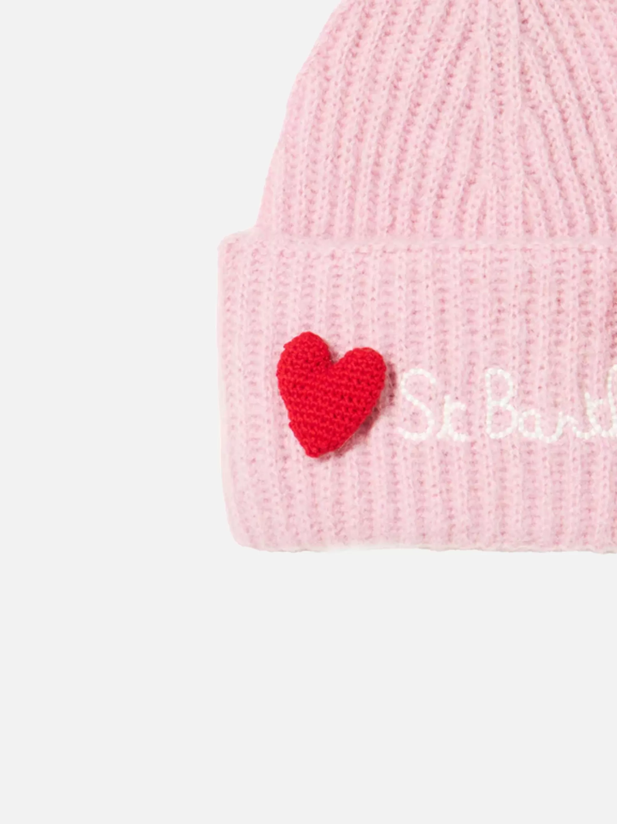 MC2 Saint Barth Woman brushed and ultra soft beanie with hearts appliqués Fashion