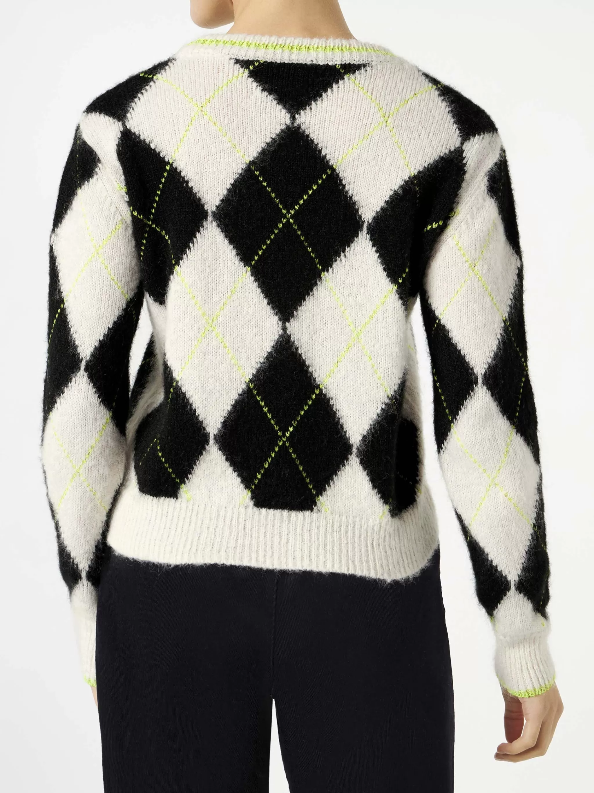 MC2 Saint Barth Woman brushed cropped sweater with argyle pattern Shop