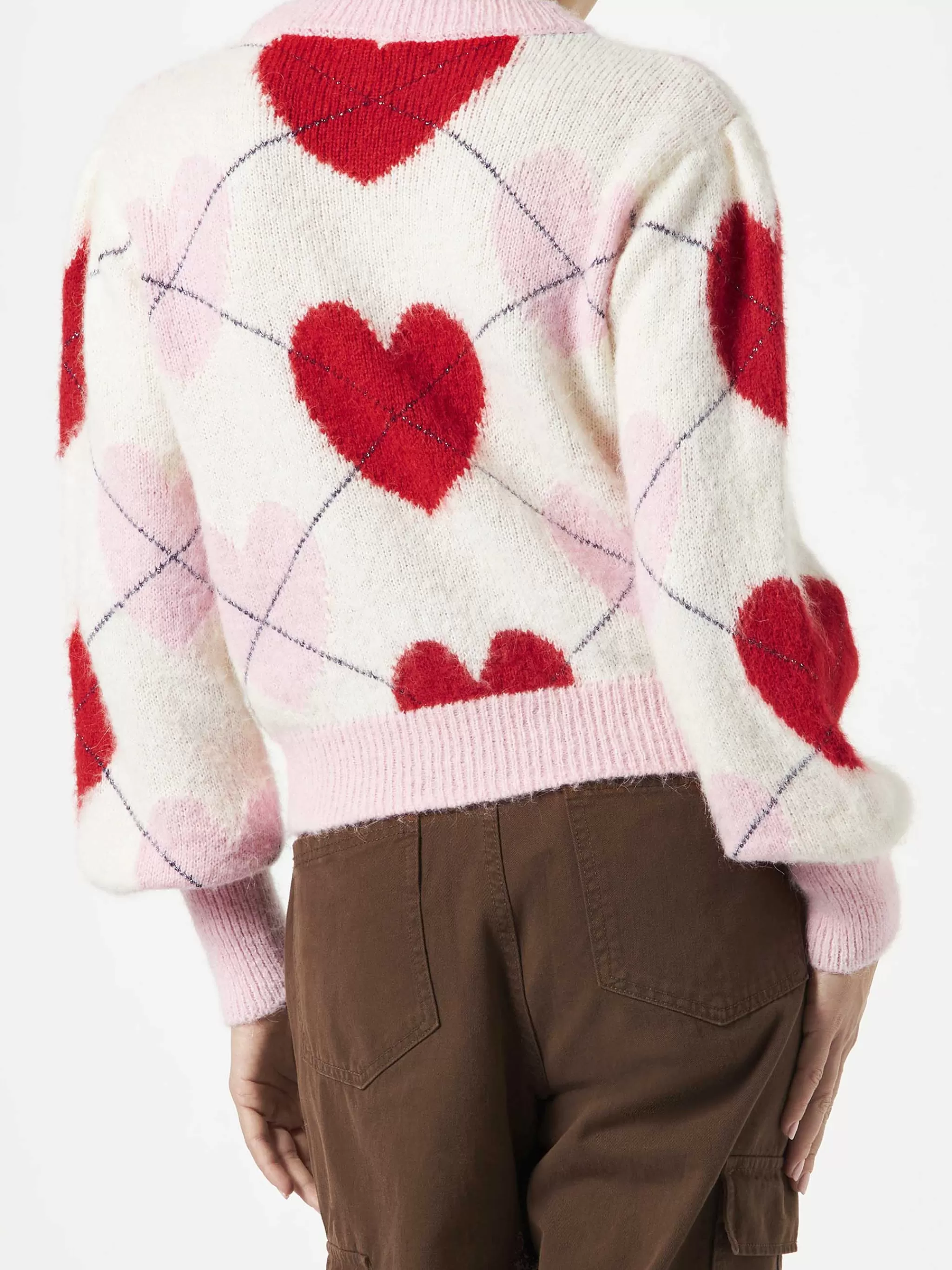 MC2 Saint Barth Woman brushed striped sweater with heart pattern Online