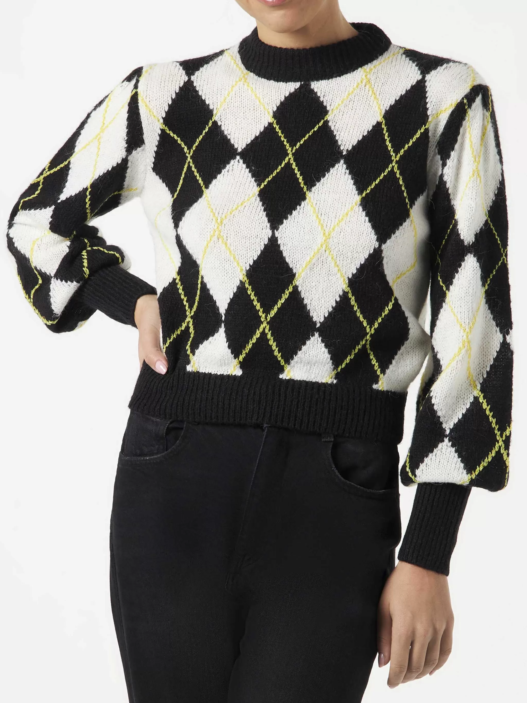 MC2 Saint Barth Woman brushed sweater with argyle pattern Flash Sale