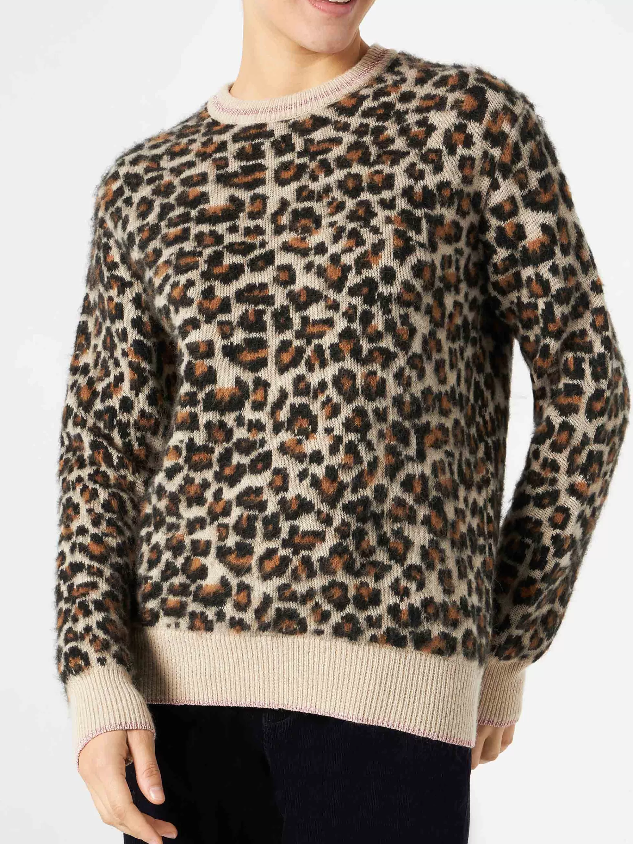 MC2 Saint Barth Woman brushed sweater with leopard pattern Fashion