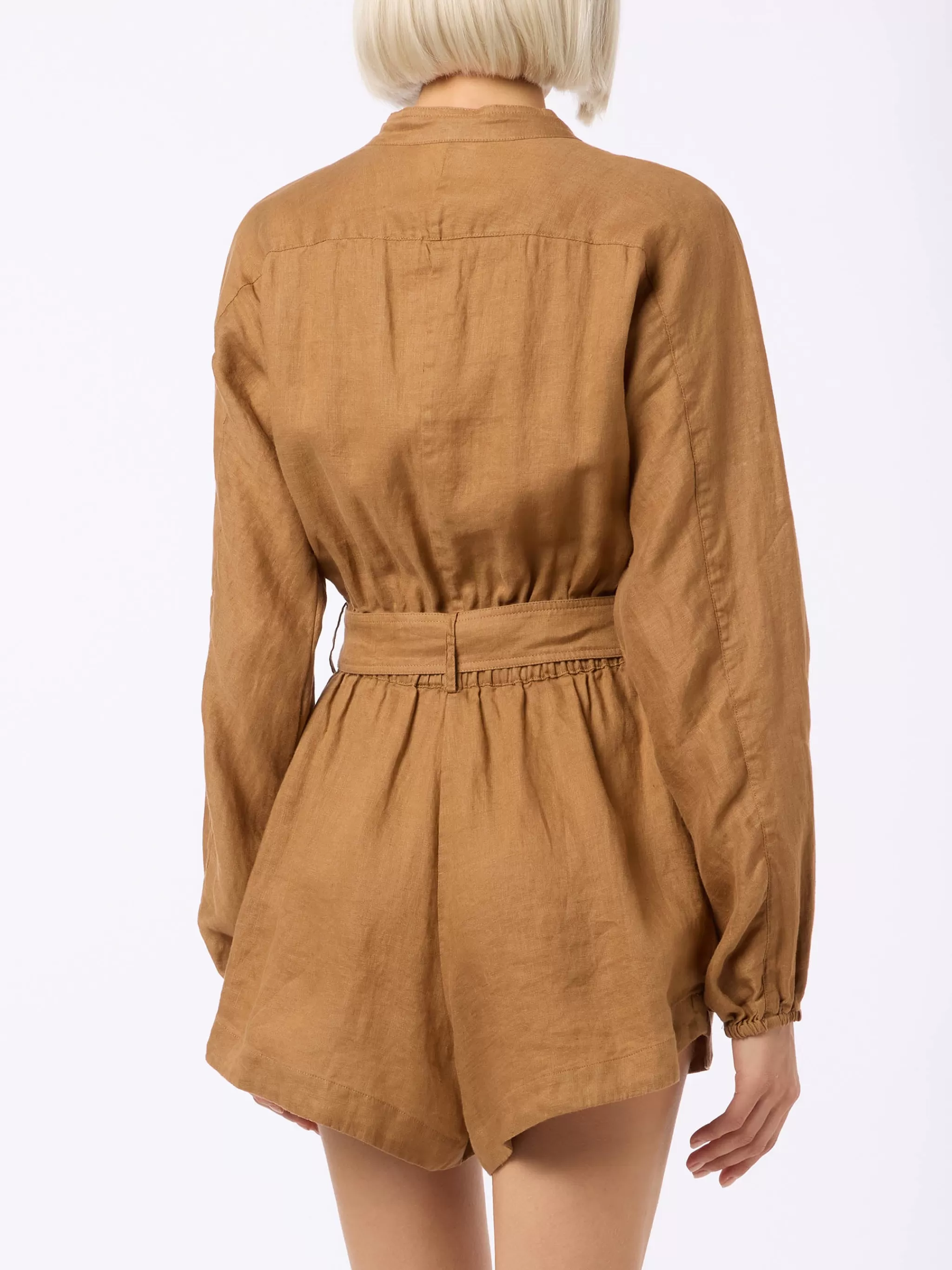 MC2 Saint Barth Woman camel linen playsuit Hanniel Online