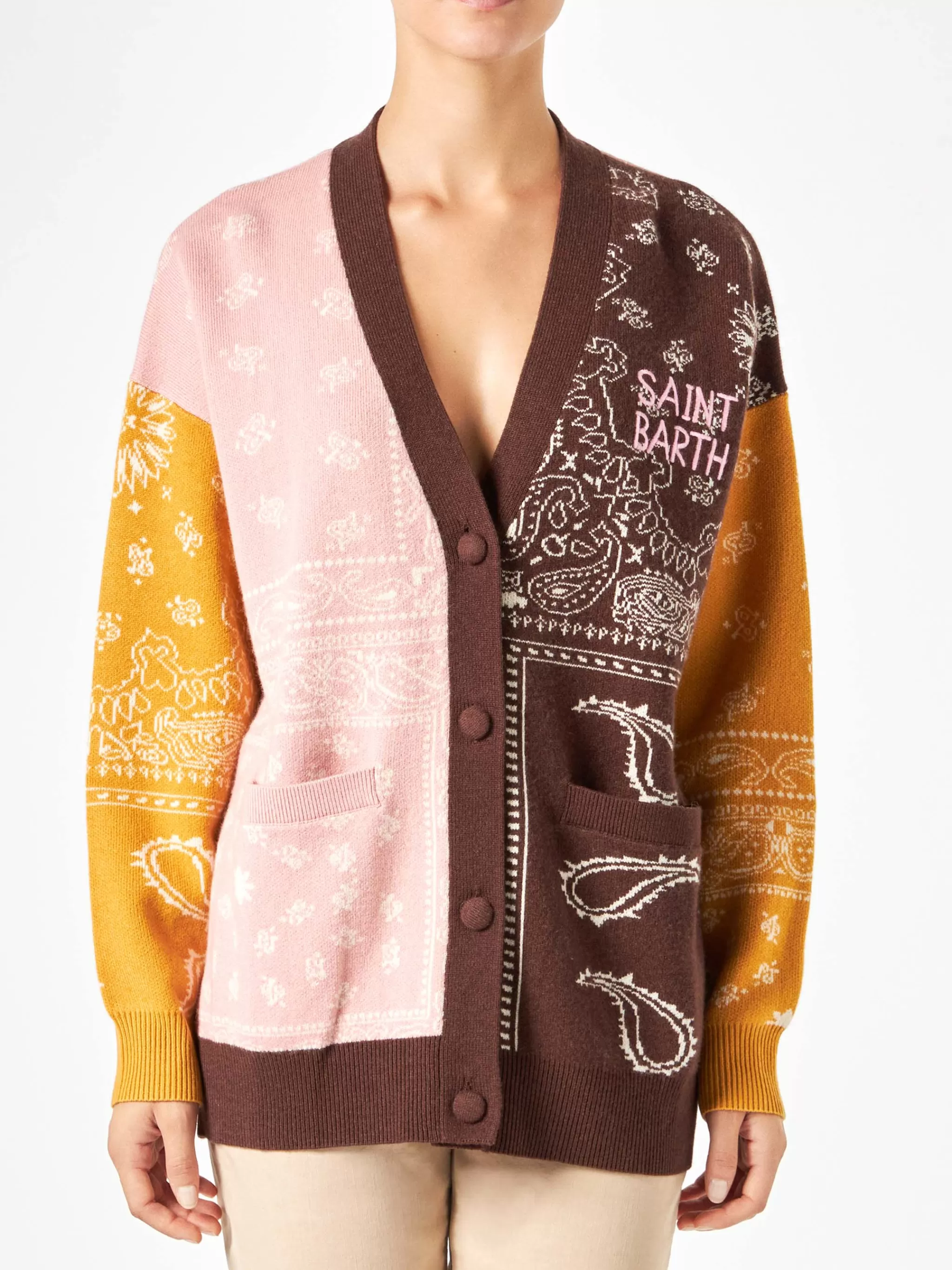 MC2 Saint Barth Woman cardigan with bandanna print Best Sale