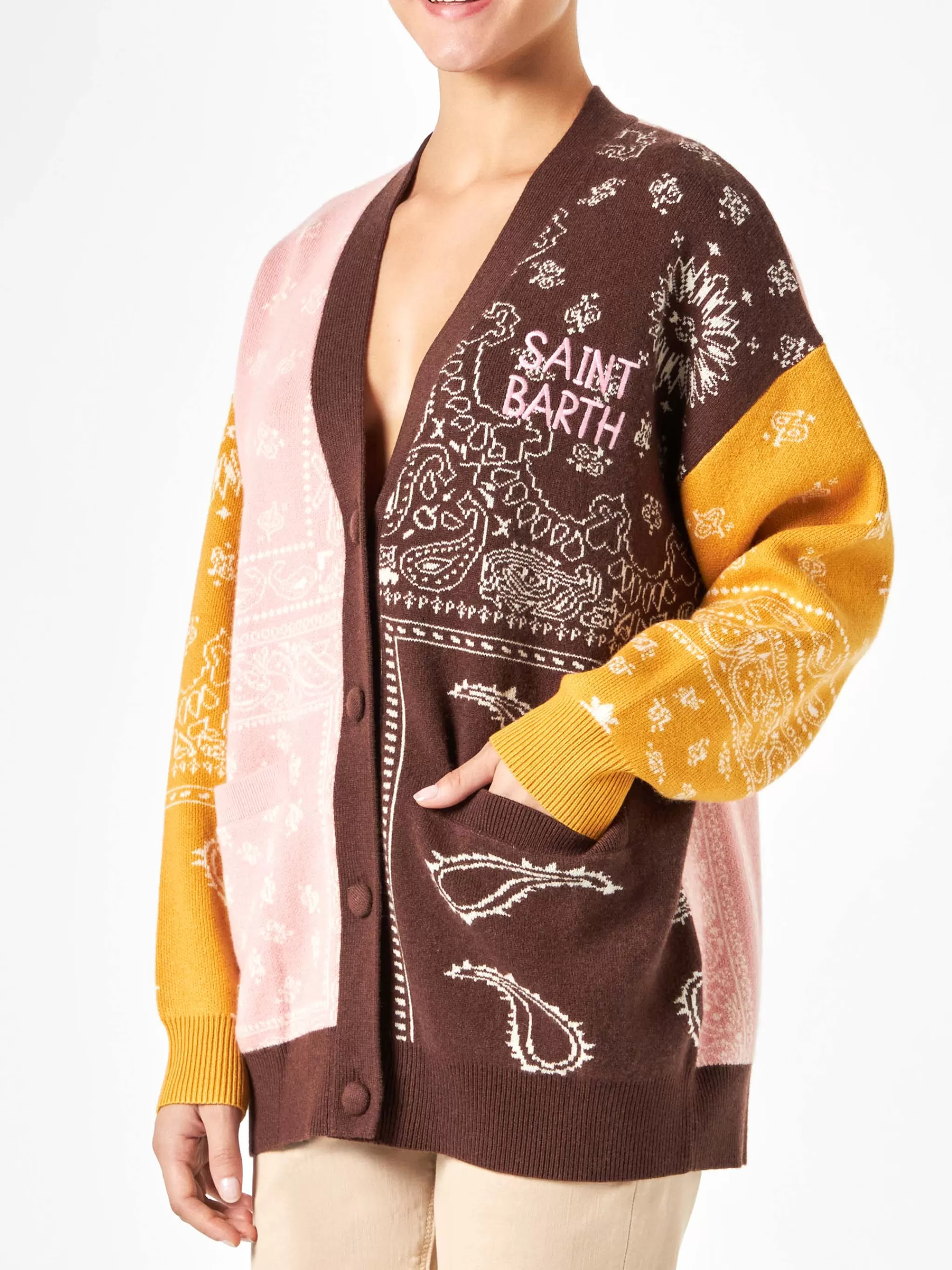 MC2 Saint Barth Woman cardigan with bandanna print Best Sale