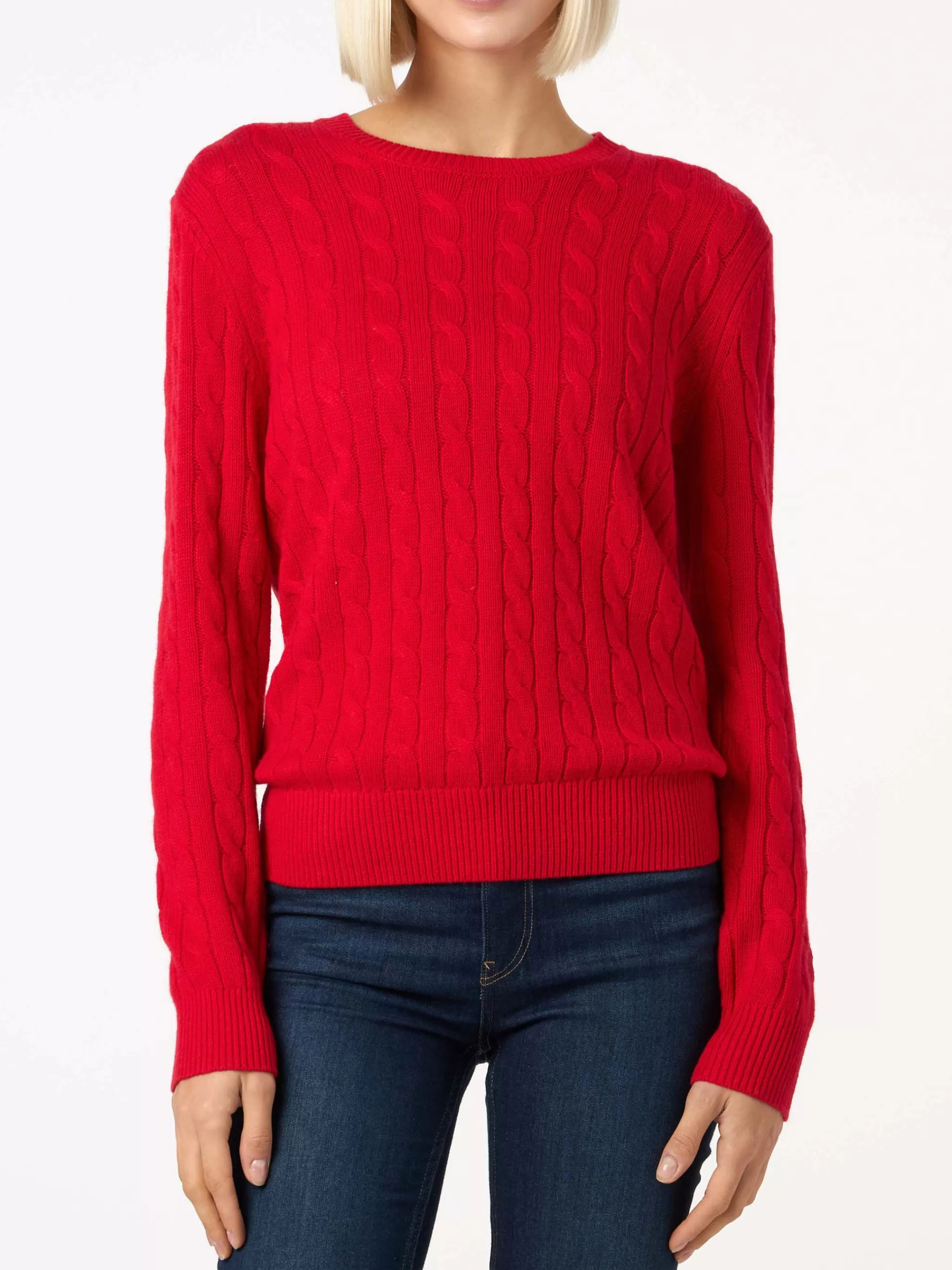 MC2 Saint Barth Woman cashmere blend cable knit red sweater Sorbonne Hot