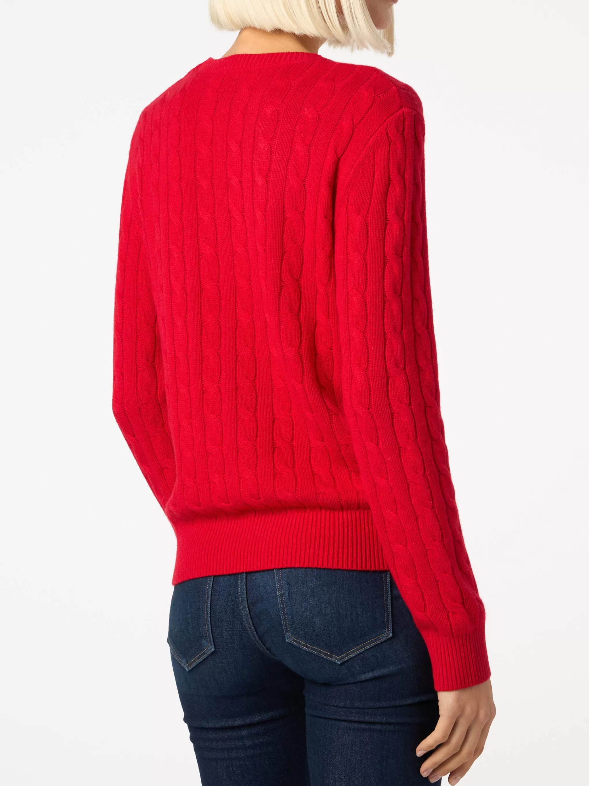 MC2 Saint Barth Woman cashmere blend cable knit red sweater Sorbonne Hot