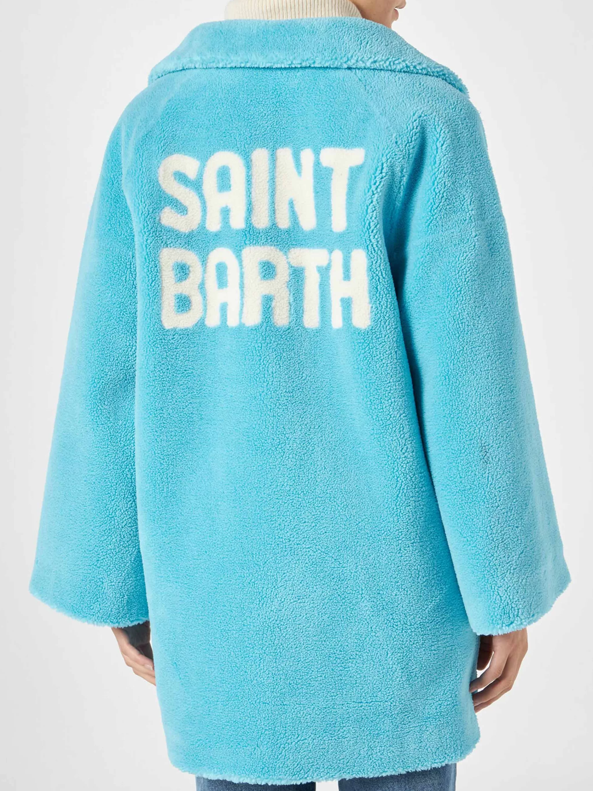 MC2 Saint Barth Woman coat turquoise teddy fabric Sale