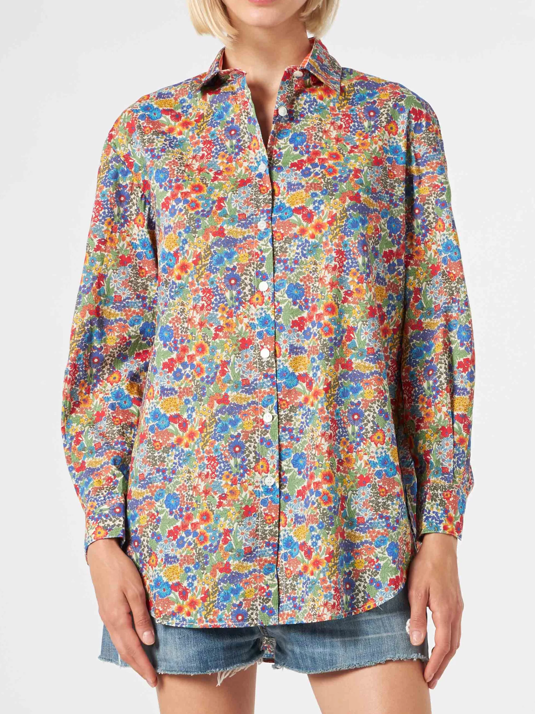 MC2 Saint Barth Woman cotton shirt | Made with Liberty fabric Store