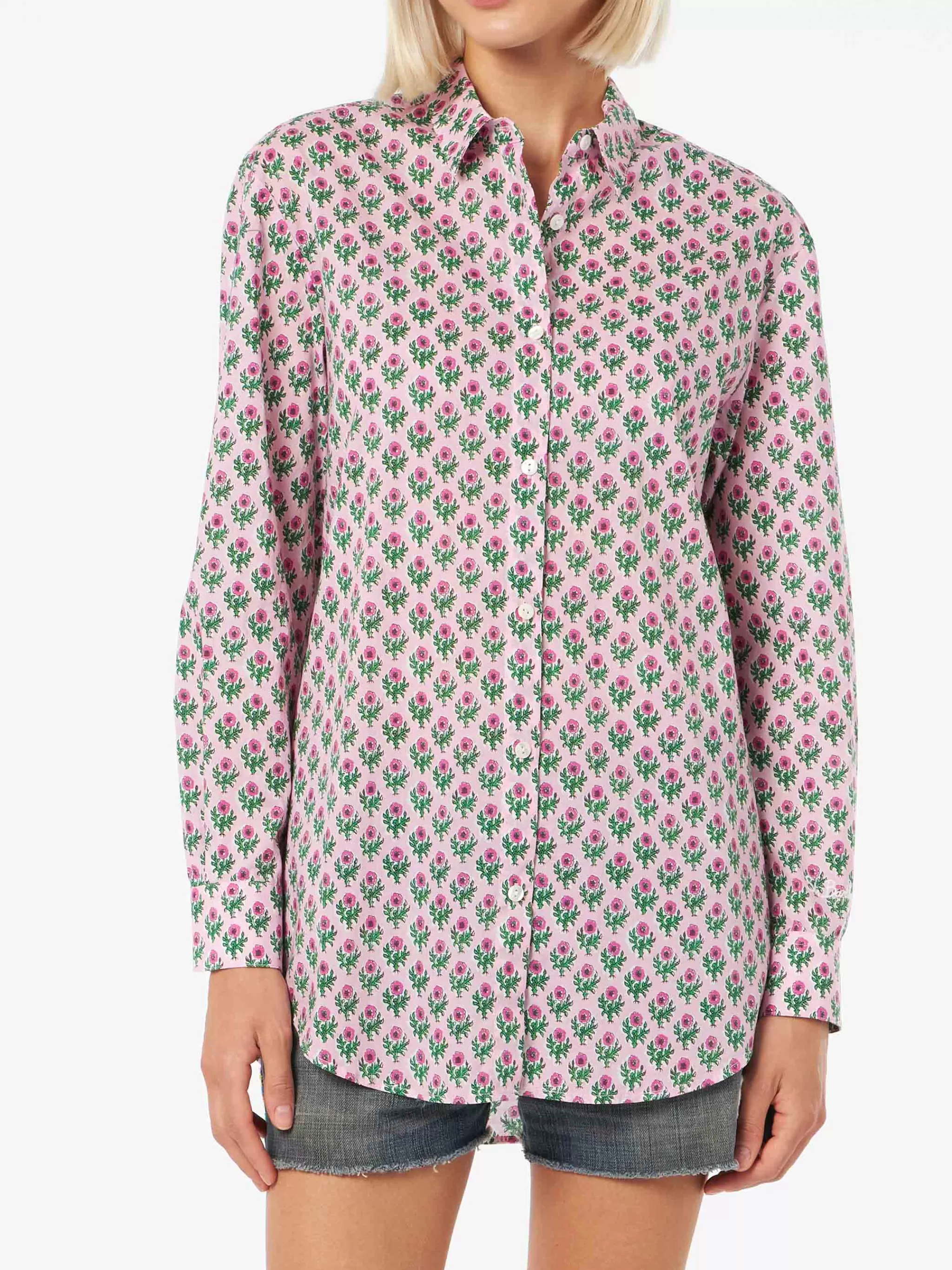 MC2 Saint Barth Woman cotton shirt Brigitte with flower print Store