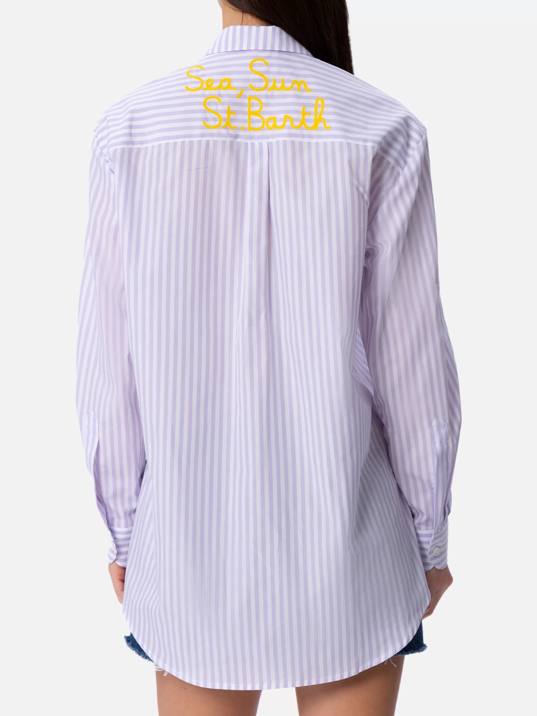 MC2 Saint Barth Woman cotton shirt Brigitte with striped print Shop