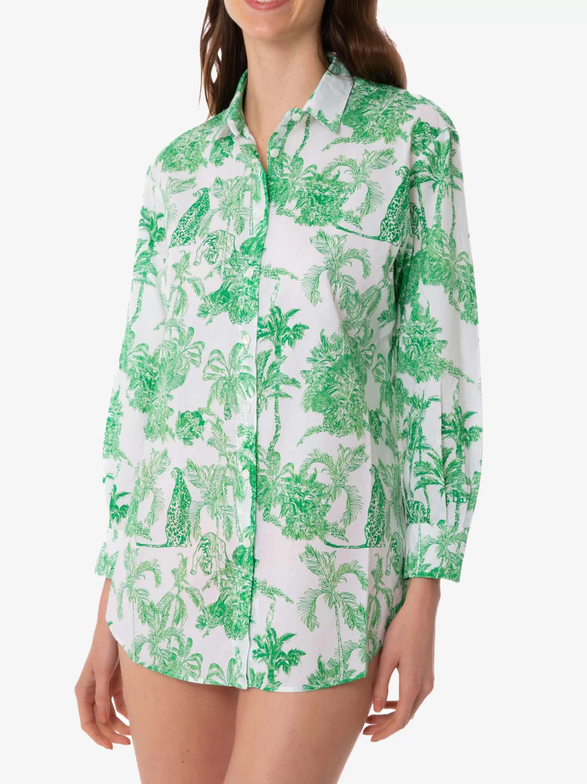 MC2 Saint Barth Woman cotton shirt with toile de jouy print Best Sale