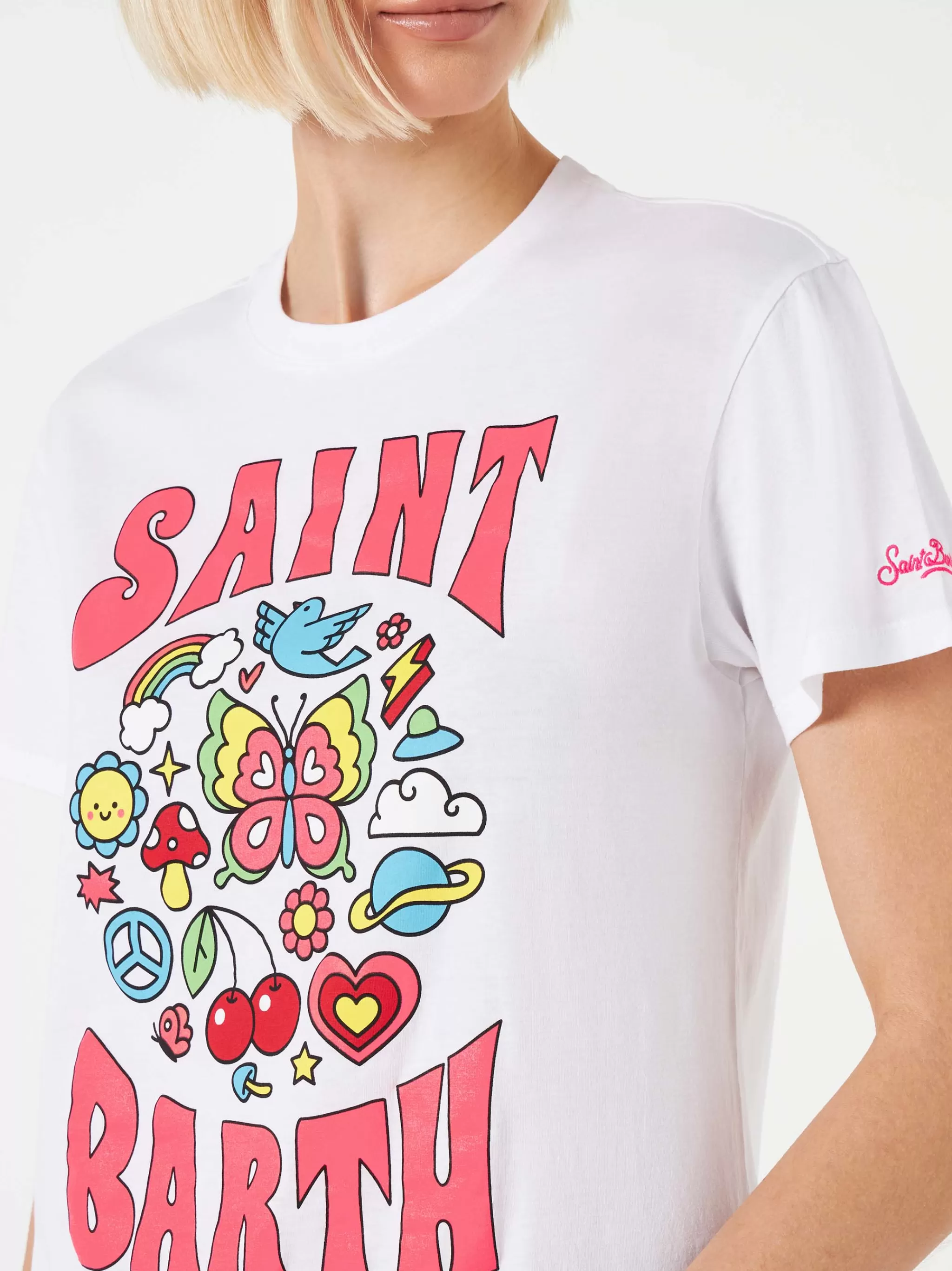 MC2 Saint Barth Woman cotton t-shirt with Saint Barth print Sale