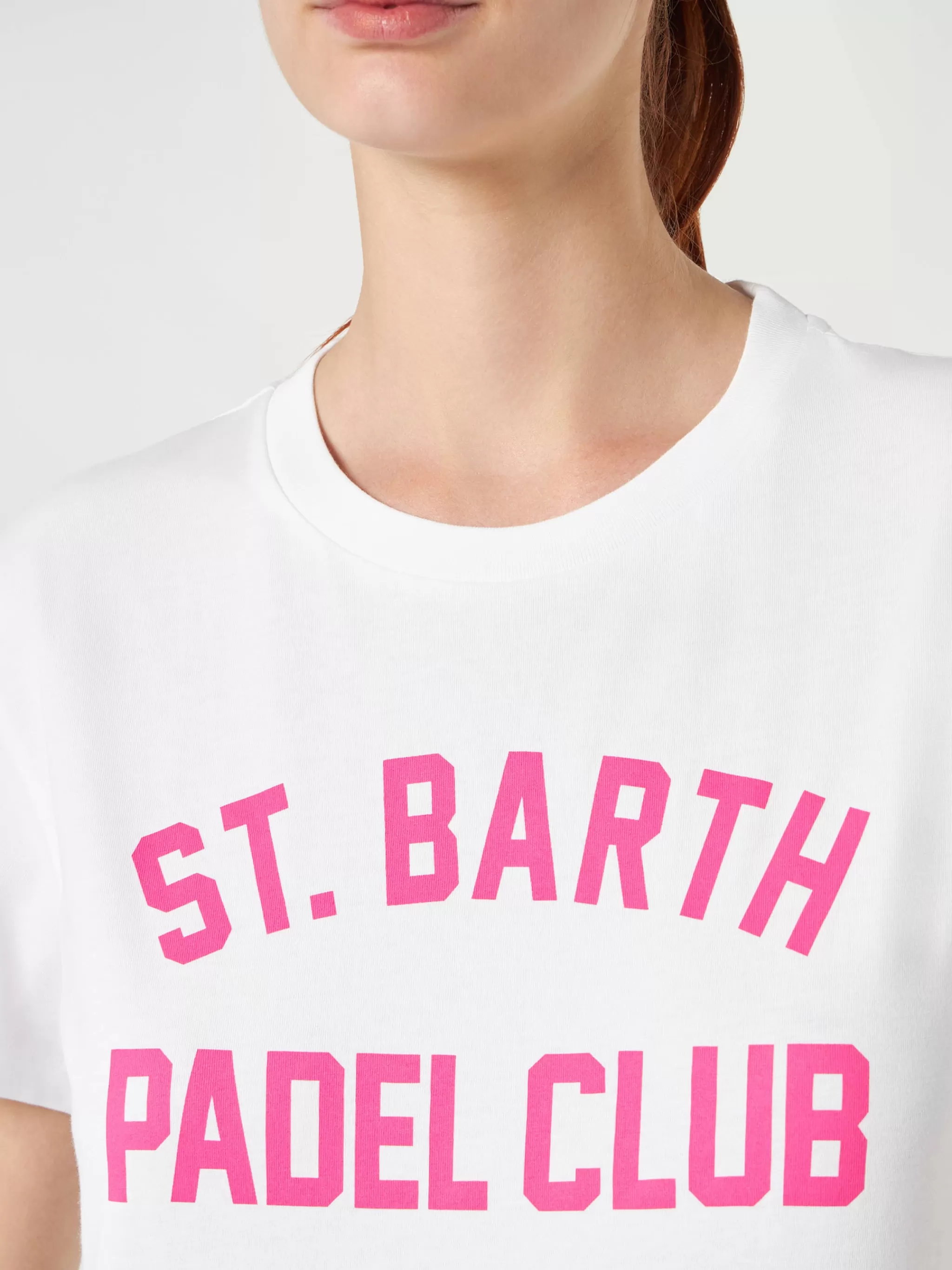 MC2 Saint Barth Woman cotton t-shirt with St. Barth Padel Club print Flash Sale