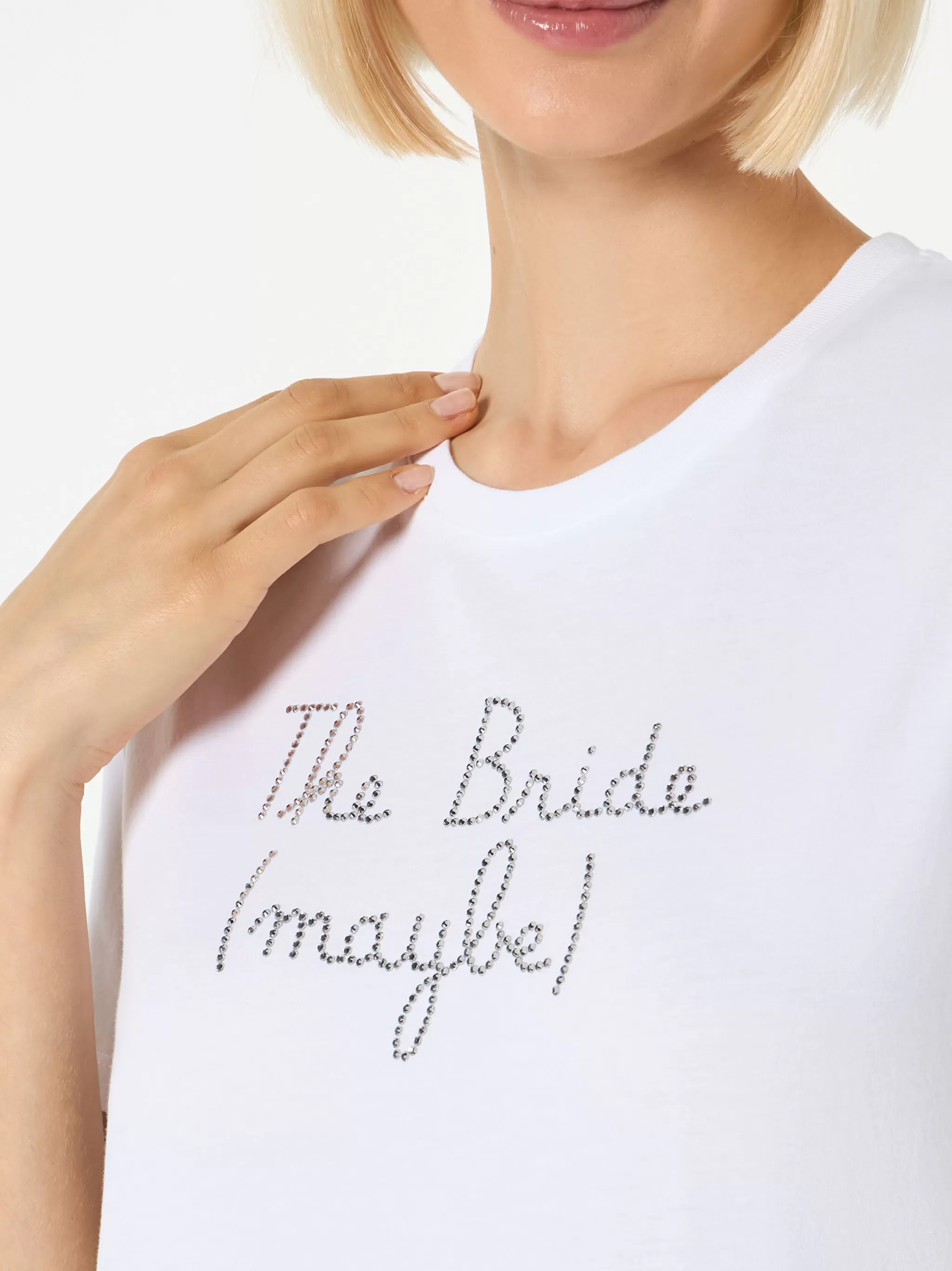 MC2 Saint Barth Woman cotton t-shirt with The Bride (maybe) rhinestone embroidery Flash Sale