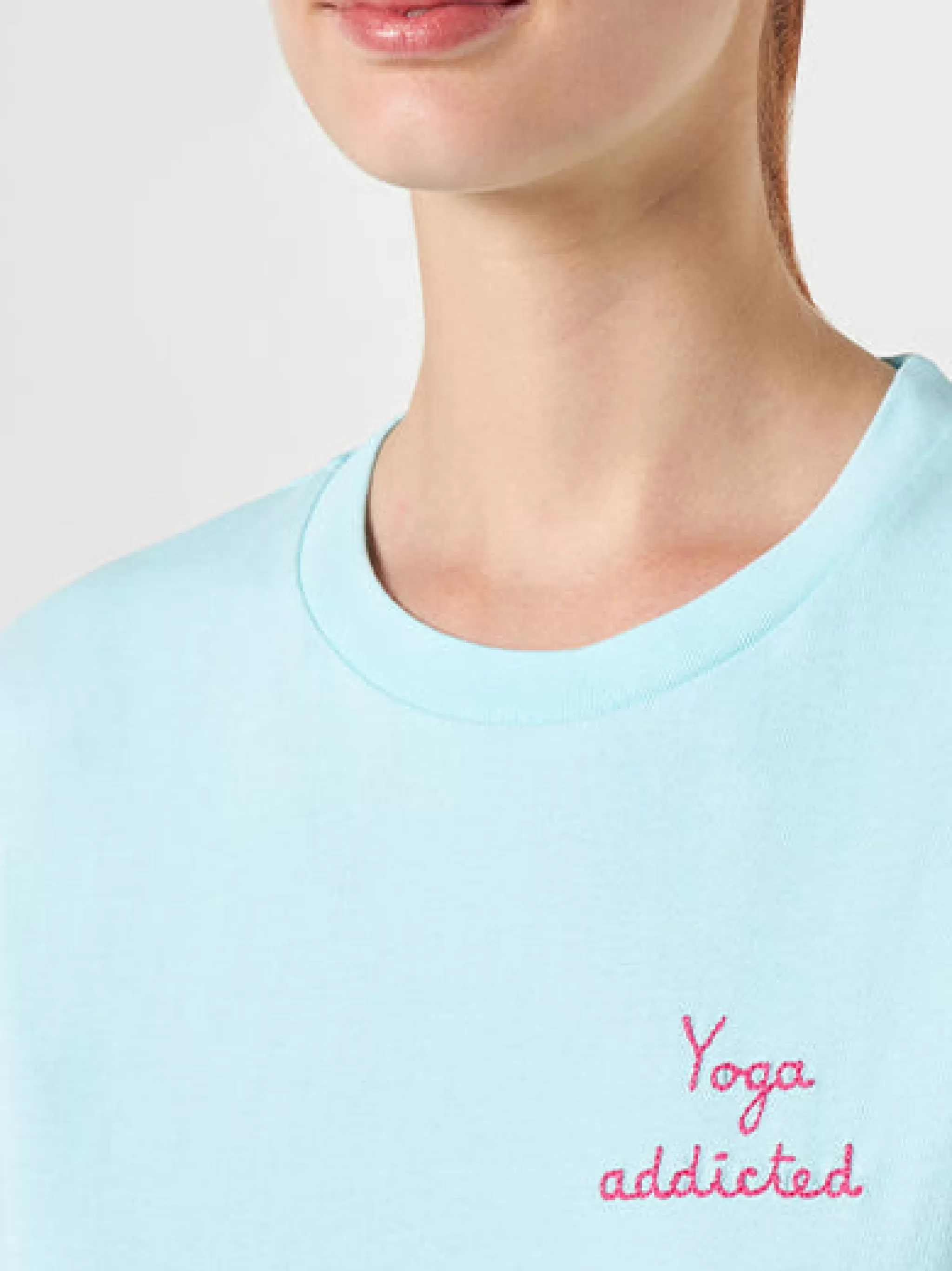 MC2 Saint Barth Woman cotton t-shirt with "yoga addicted" embroidered writing Shop