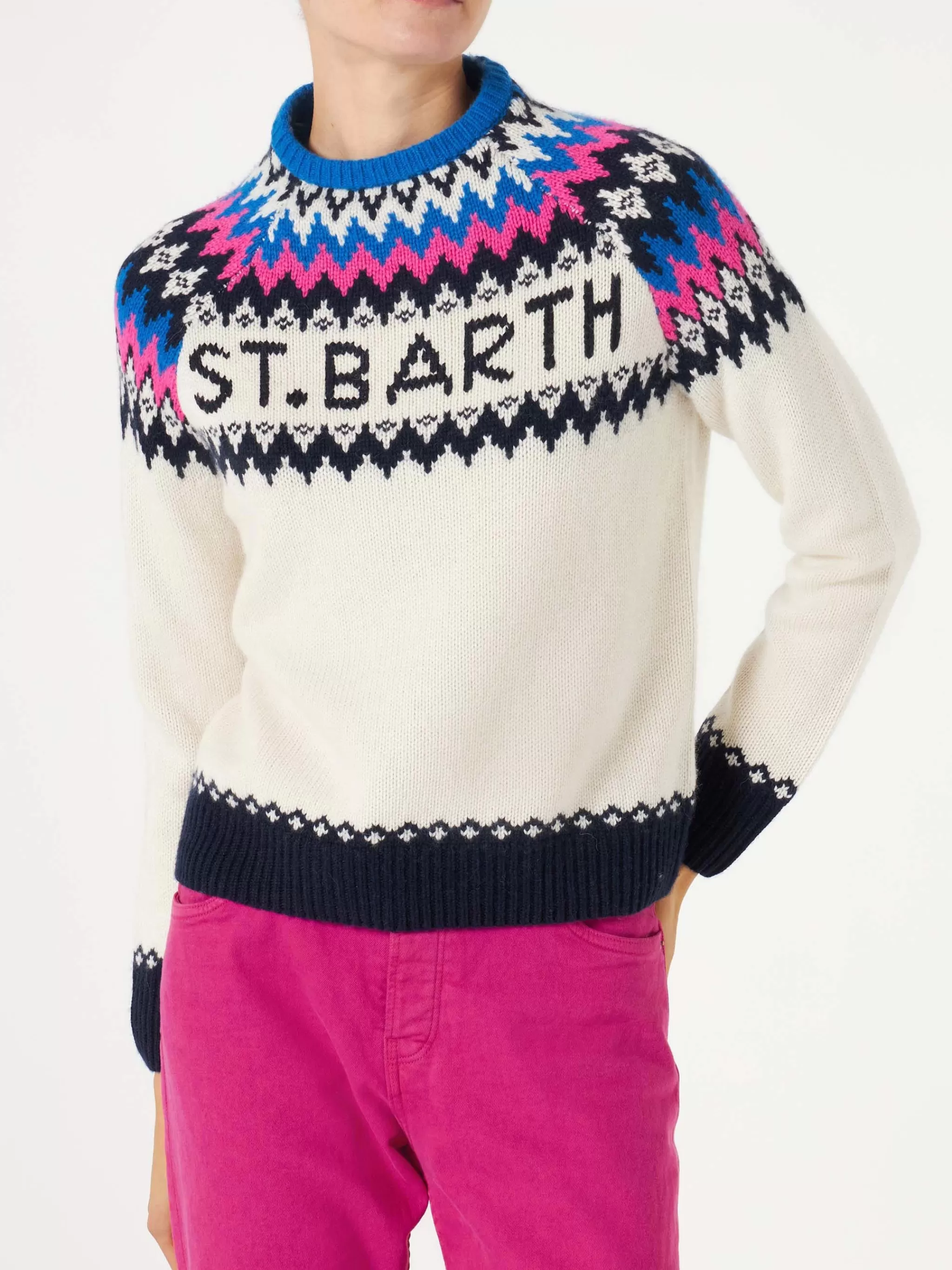 MC2 Saint Barth Woman crewneck nordic jacquard sweater Shop