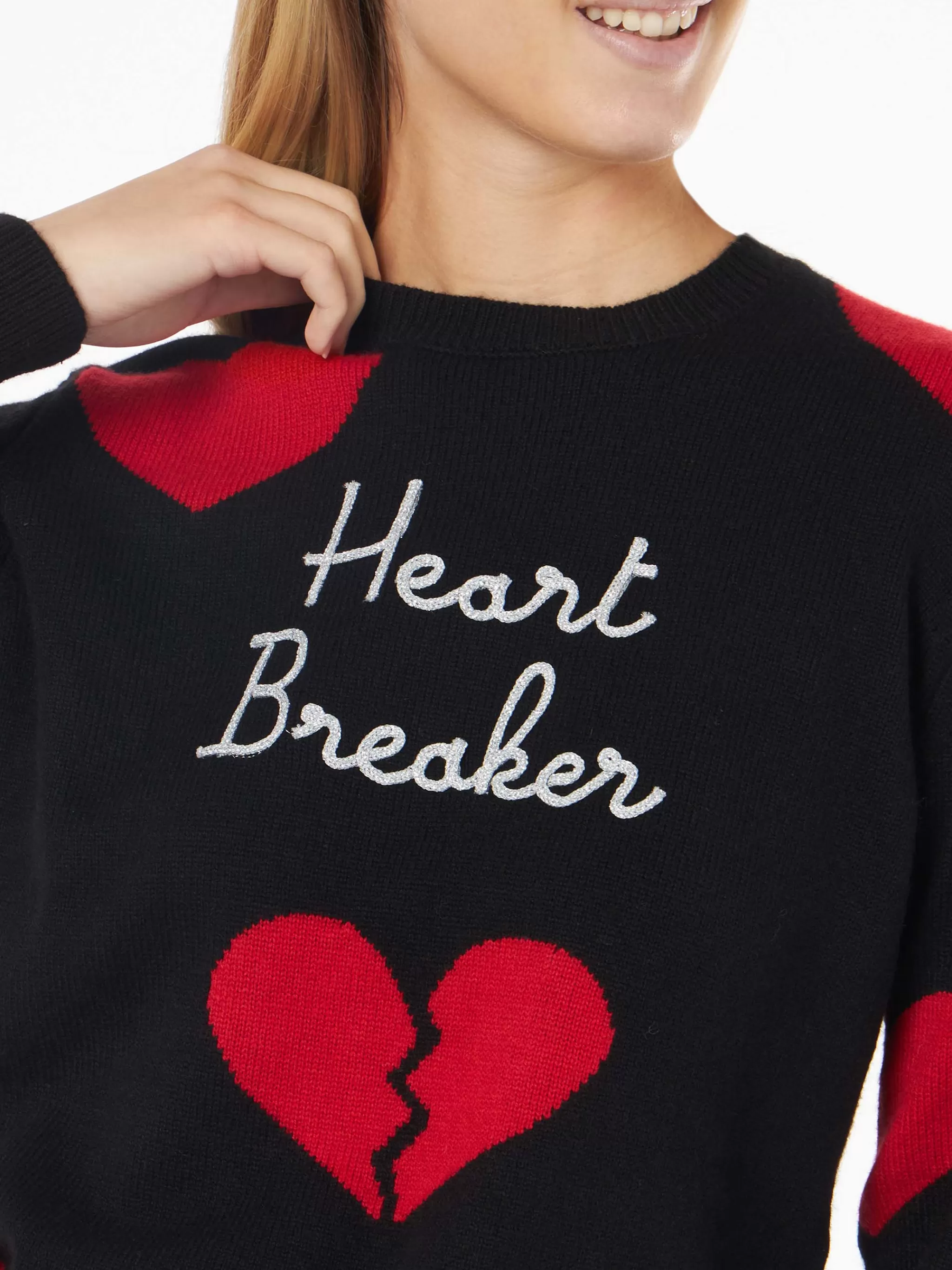 MC2 Saint Barth Woman crewneck sweater with Heart Breaker embroidery Flash Sale