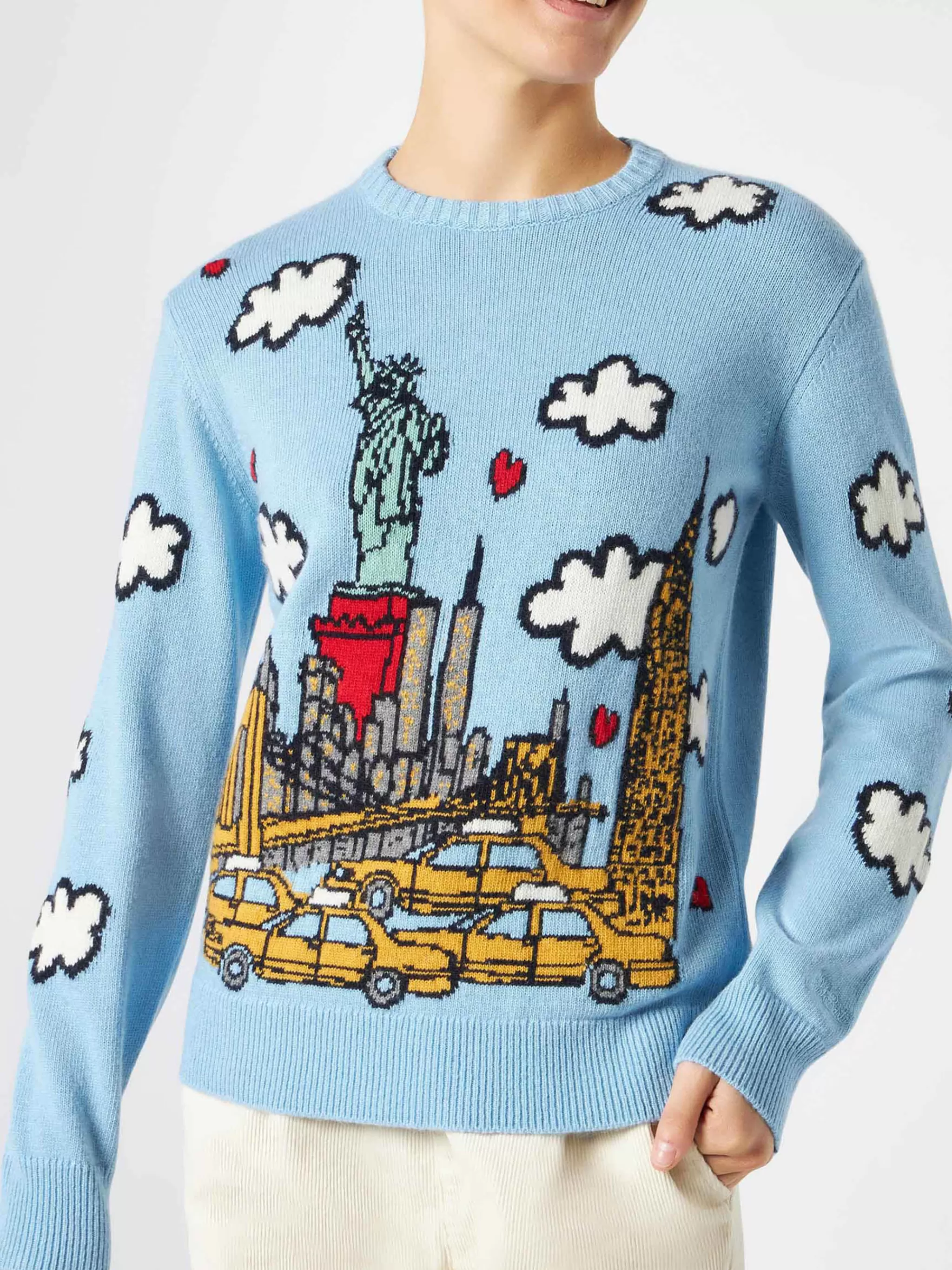 MC2 Saint Barth Woman crewneck sweater with New York postcard Store