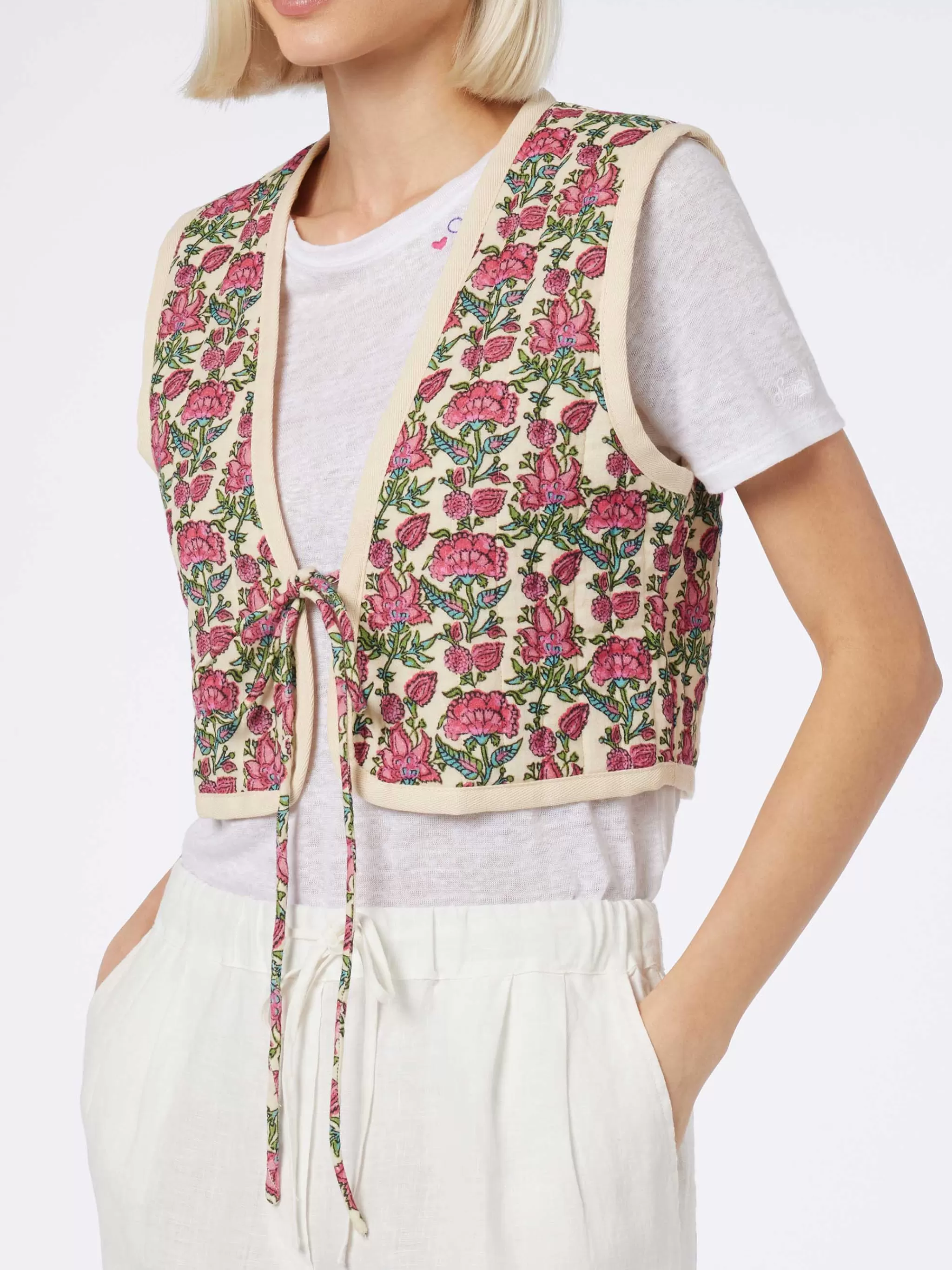 MC2 Saint Barth Woman embroidered padded vest Best Sale