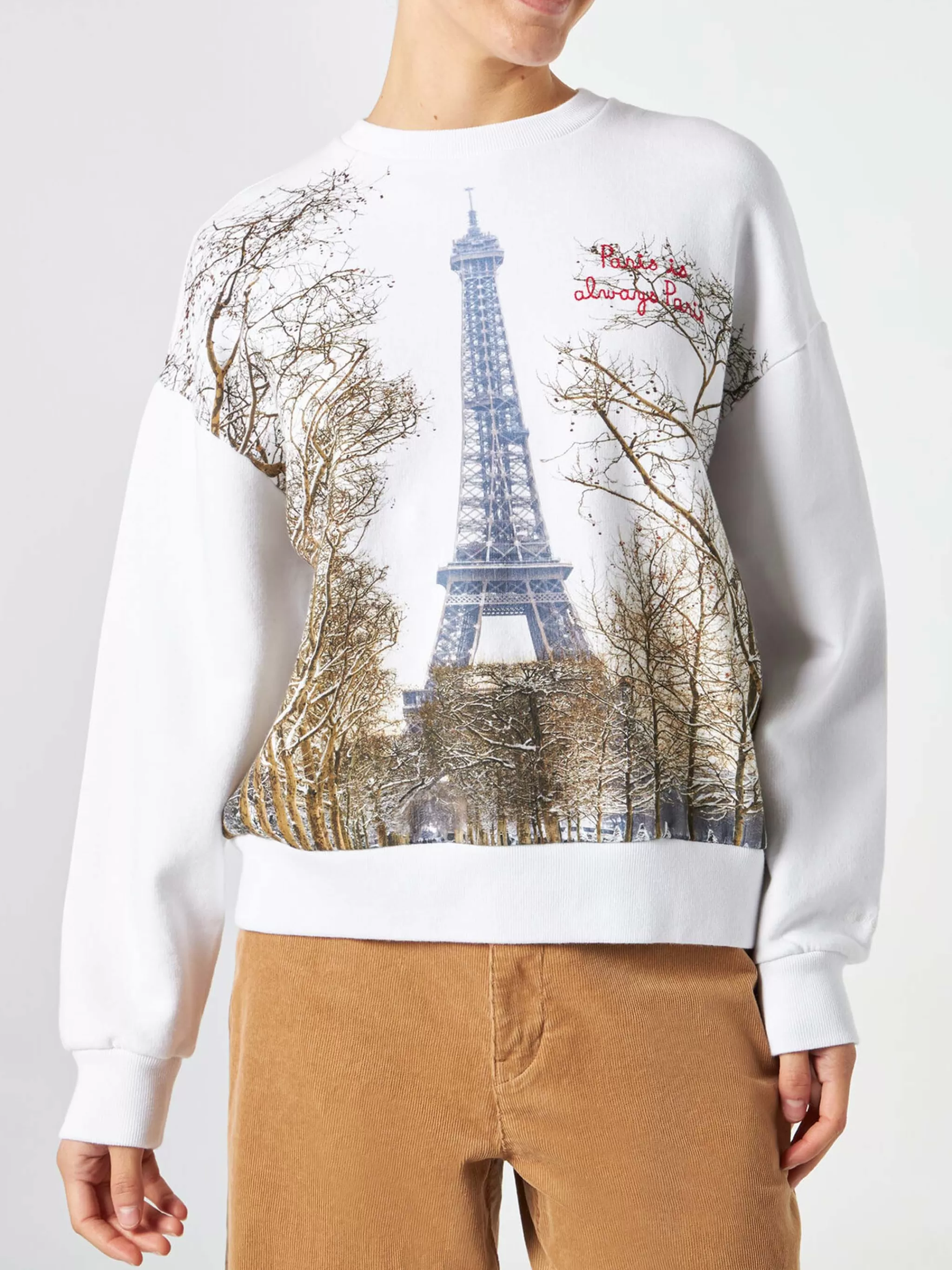 MC2 Saint Barth Woman fleece sweatshirt with Paris postcard print Best