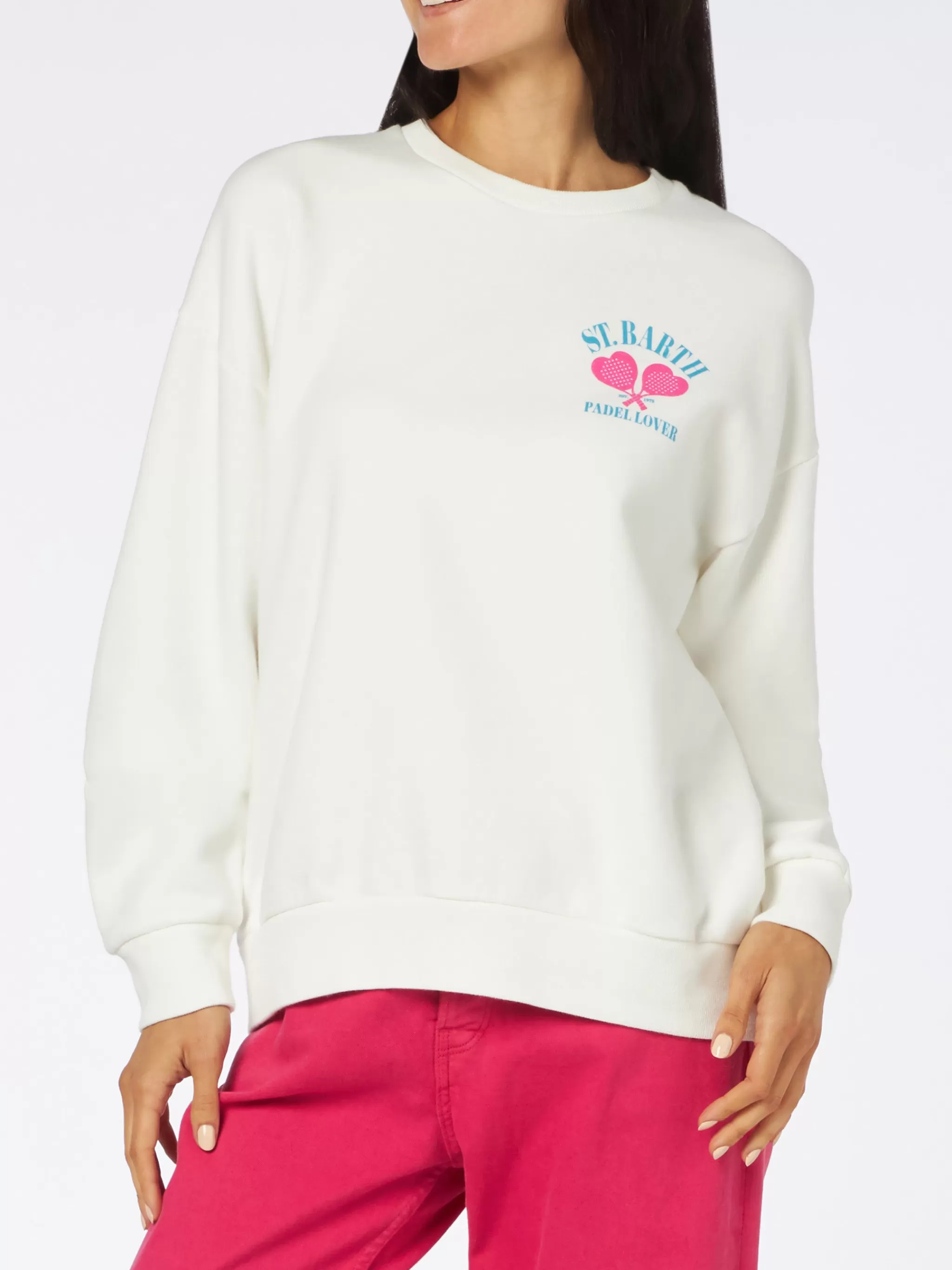 MC2 Saint Barth Woman fleece sweatshirt with St. Barth padel lover print Shop