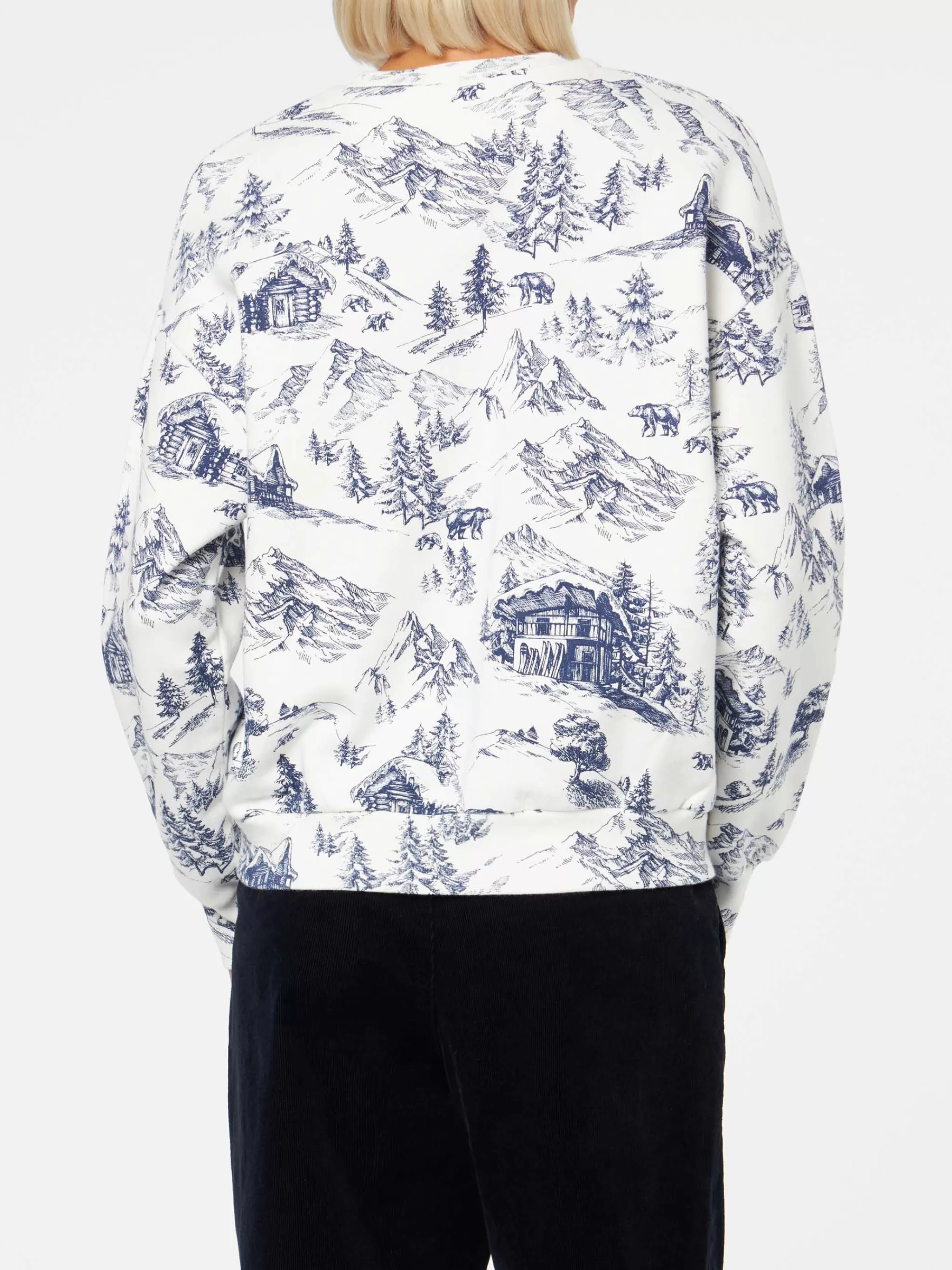 MC2 Saint Barth Woman fleece sweatshirt with toile de jouy print Discount