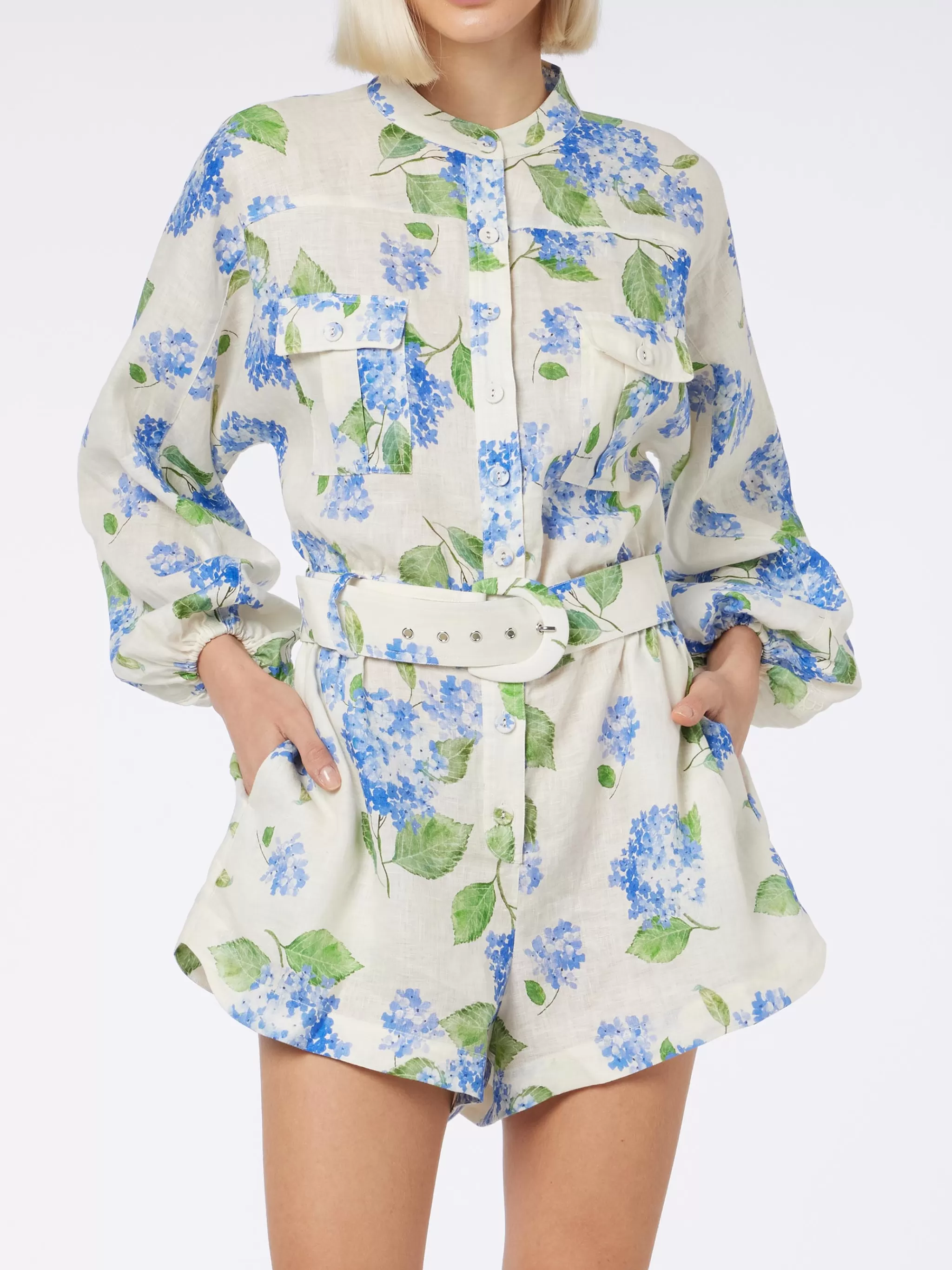 MC2 Saint Barth Woman floral linen playsuit Hanniel Flash Sale