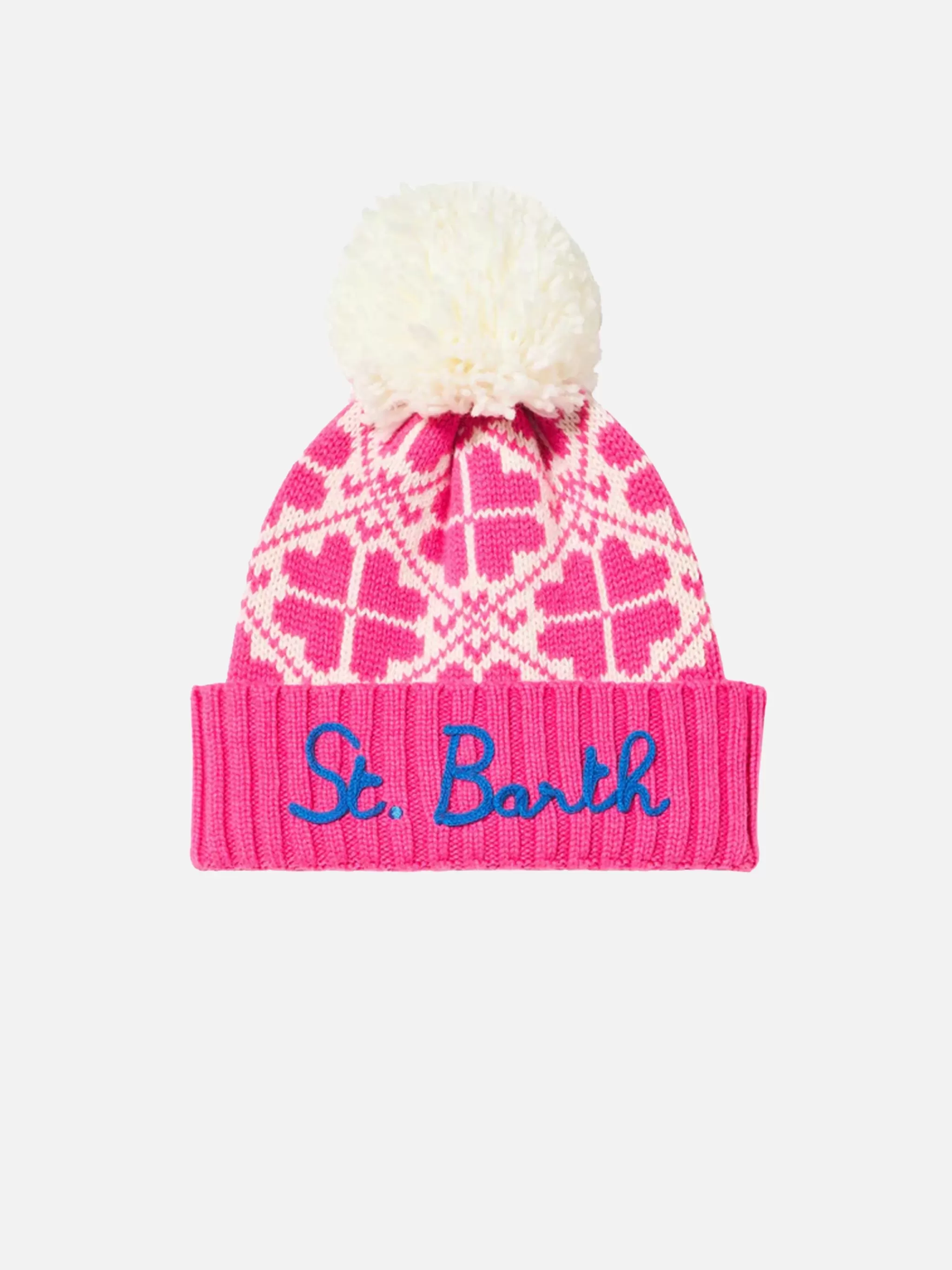 MC2 Saint Barth Woman fluo pink beanie with pattern Hot