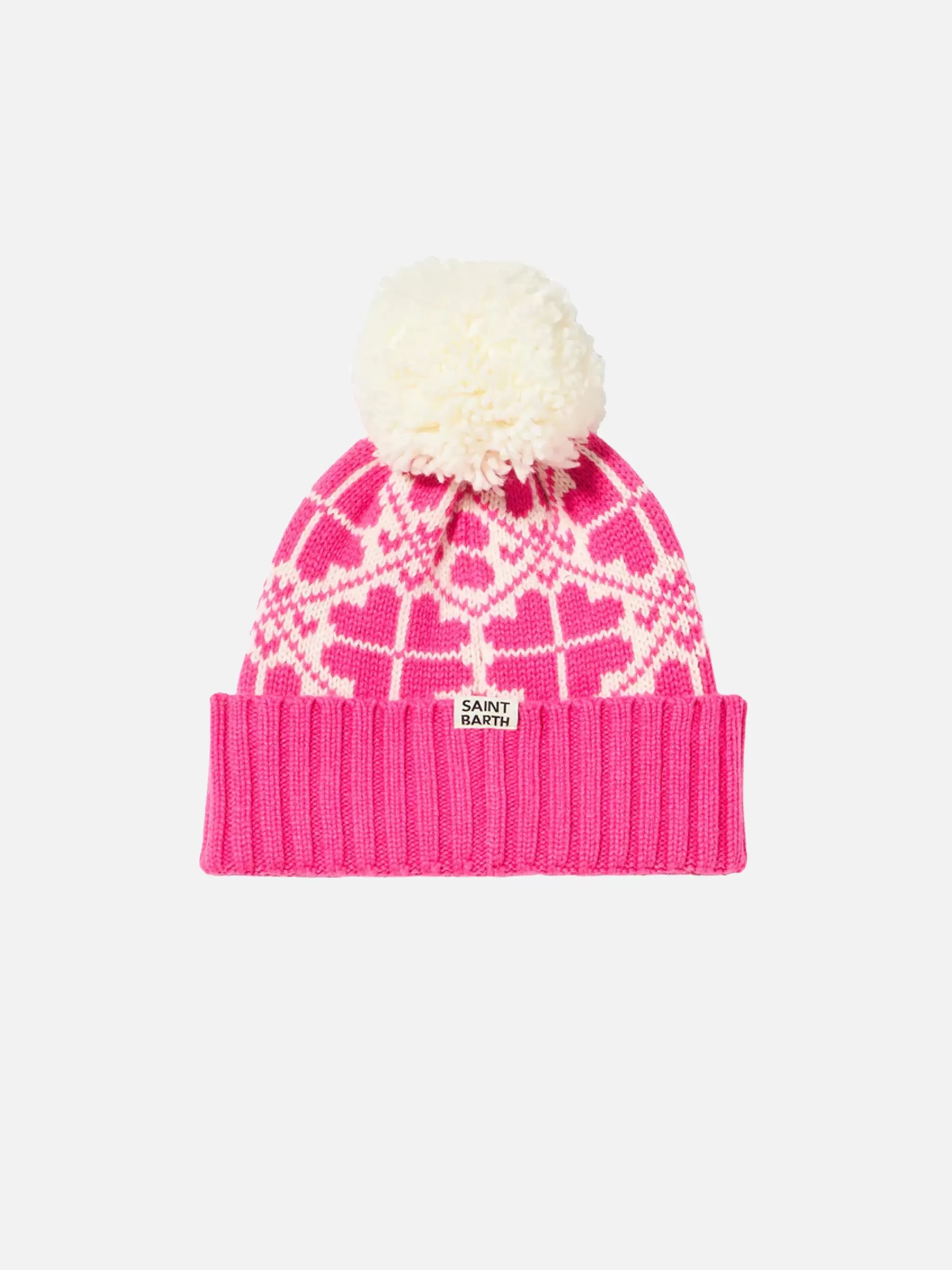 MC2 Saint Barth Woman fluo pink beanie with pattern Hot