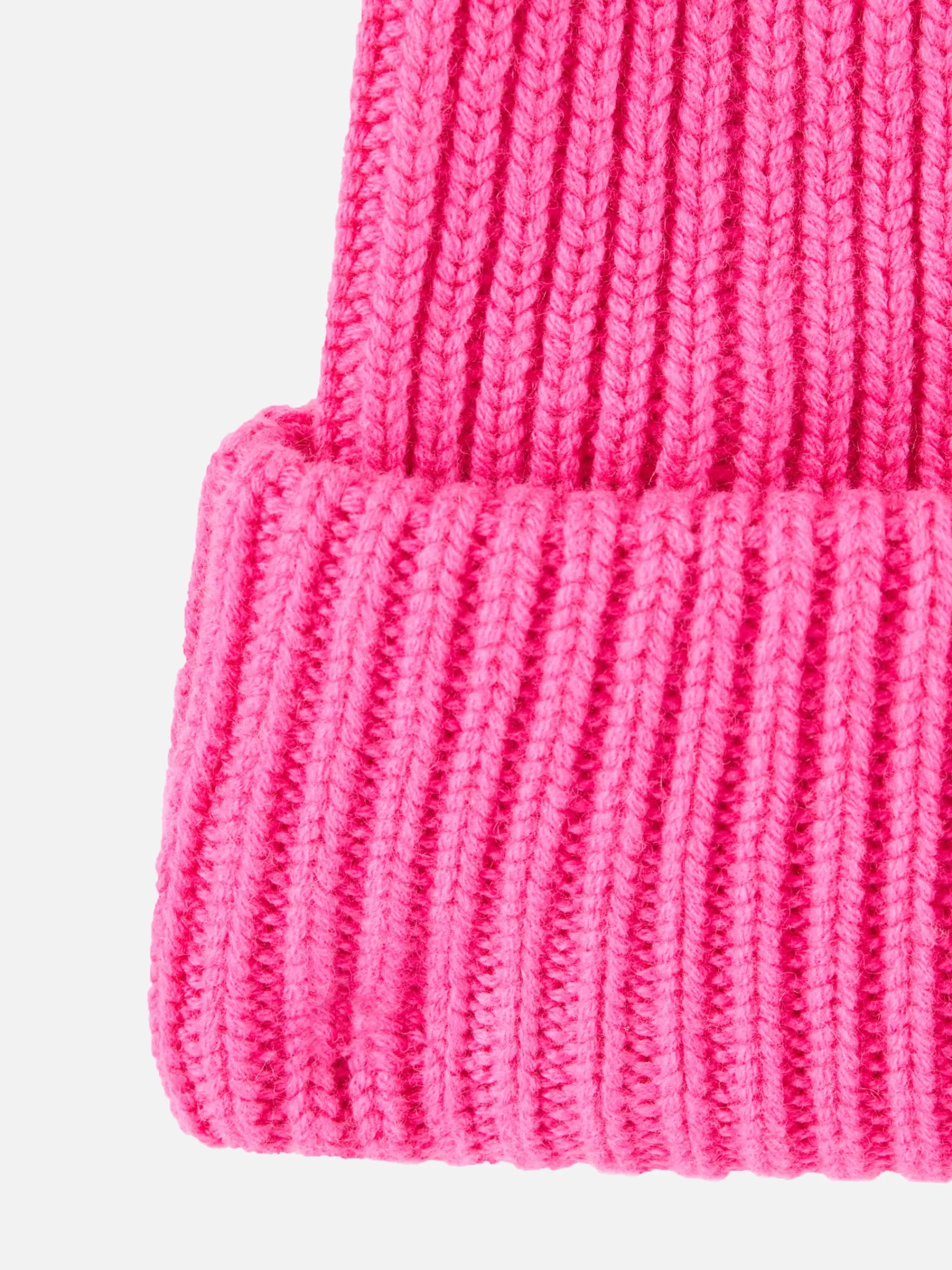 MC2 Saint Barth Woman fluo pink ribbed beanie with Saint Barth label Outlet