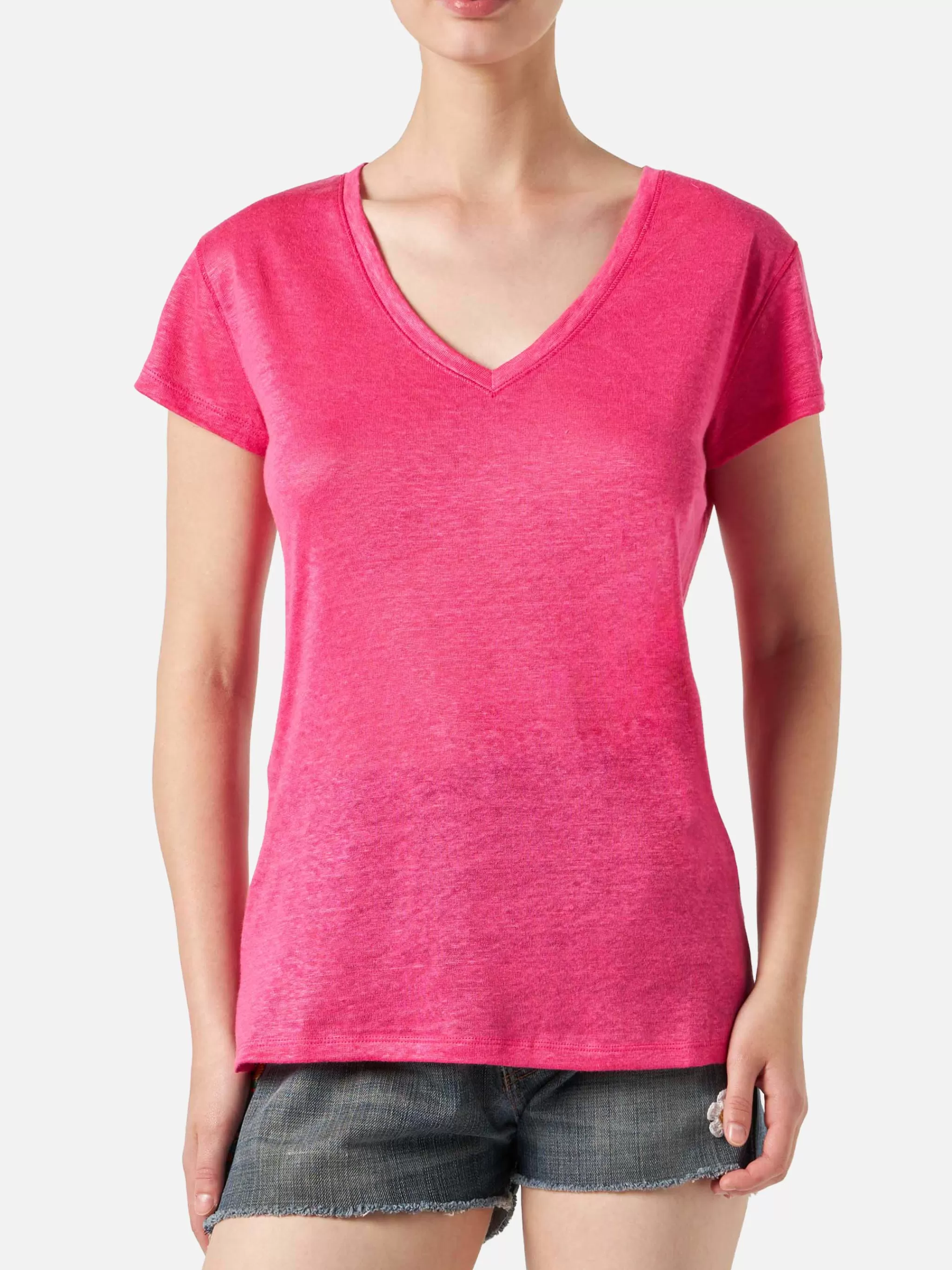 MC2 Saint Barth Woman fuchsia linen t-shirt Discount