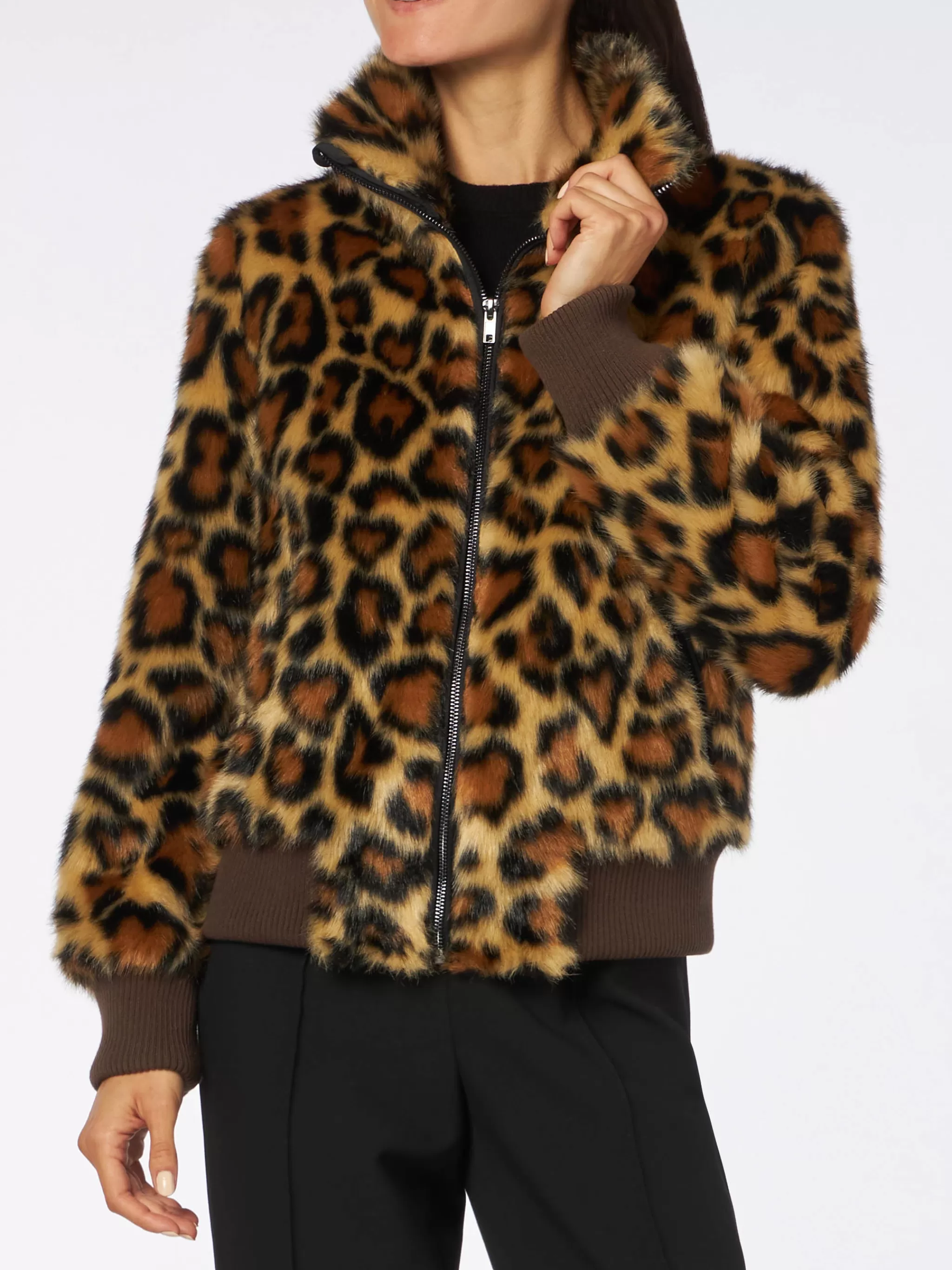 MC2 Saint Barth Woman furry short jacket with animalier heart print Outlet