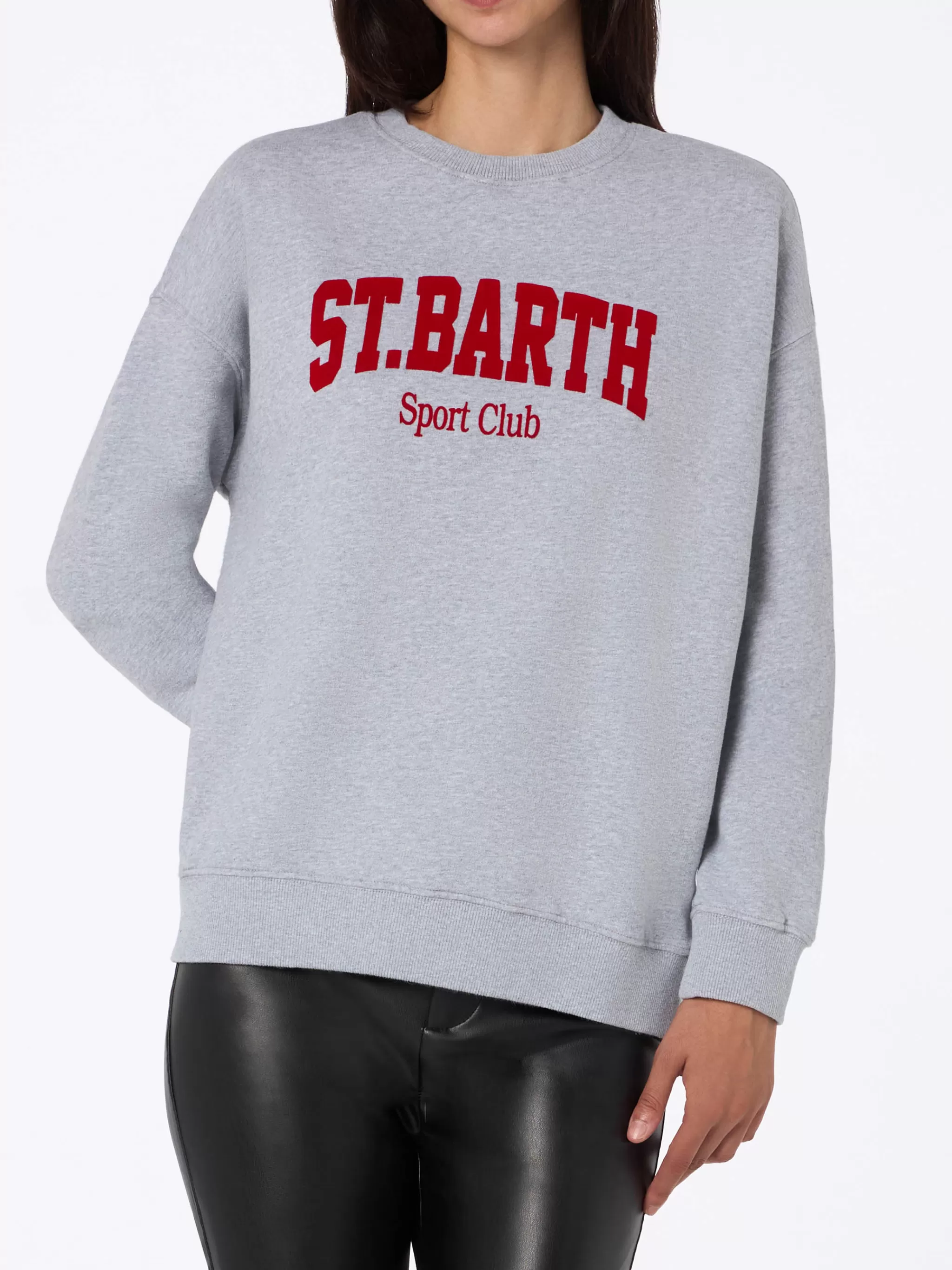 MC2 Saint Barth Woman grey fleeced cotton sweatshirt Stardust Fashion