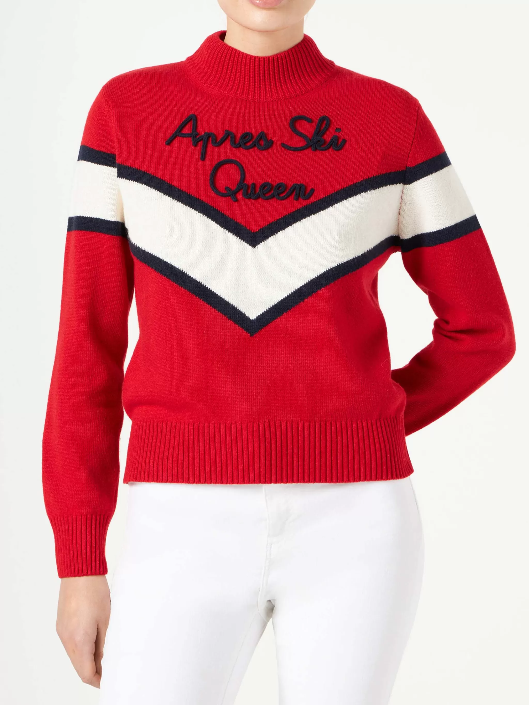 MC2 Saint Barth Woman half-turtleneck sweater with Apres ski Queen lettering Sale