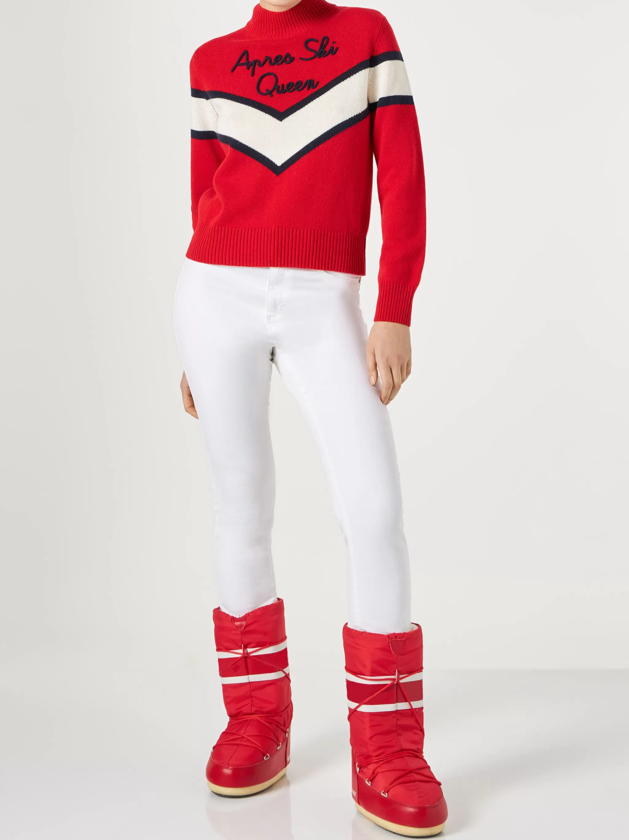 MC2 Saint Barth Woman half-turtleneck sweater with Apres ski Queen lettering Sale